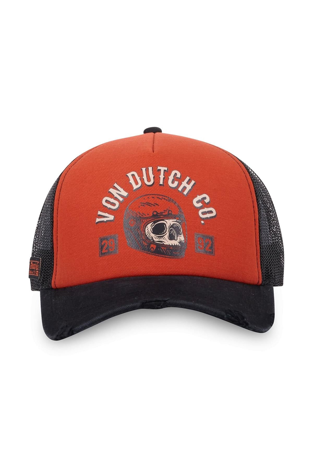 Orange and black biker trucker cap - Image n°5