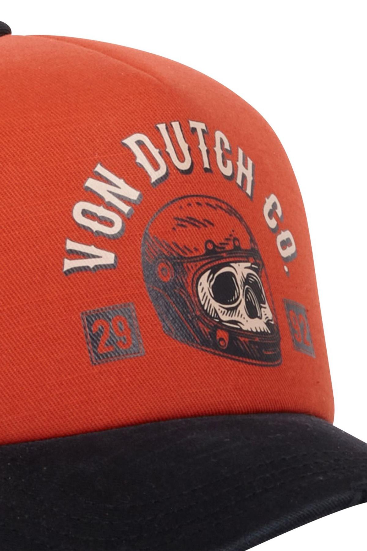 Orange and black biker trucker cap - Image n°2