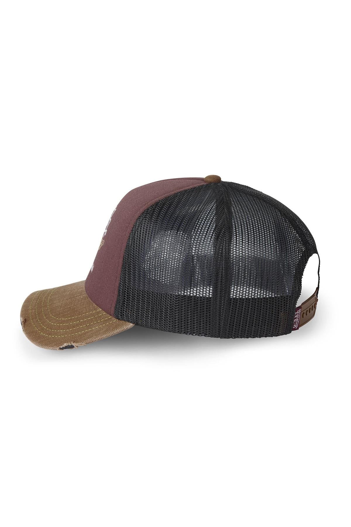 Brown trucker cap with tattoo pattern - Image n°3