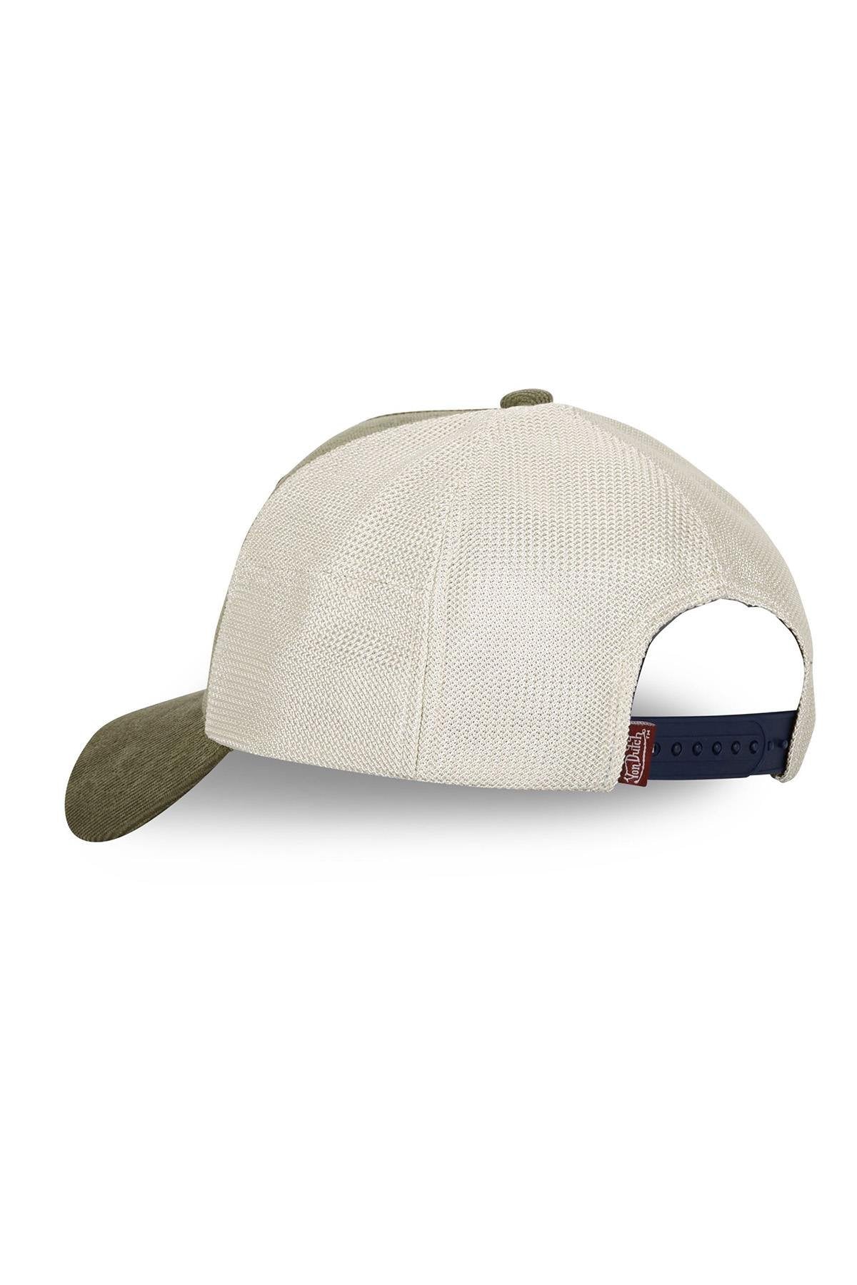 Khaki and white corduroy cap - Image n°3