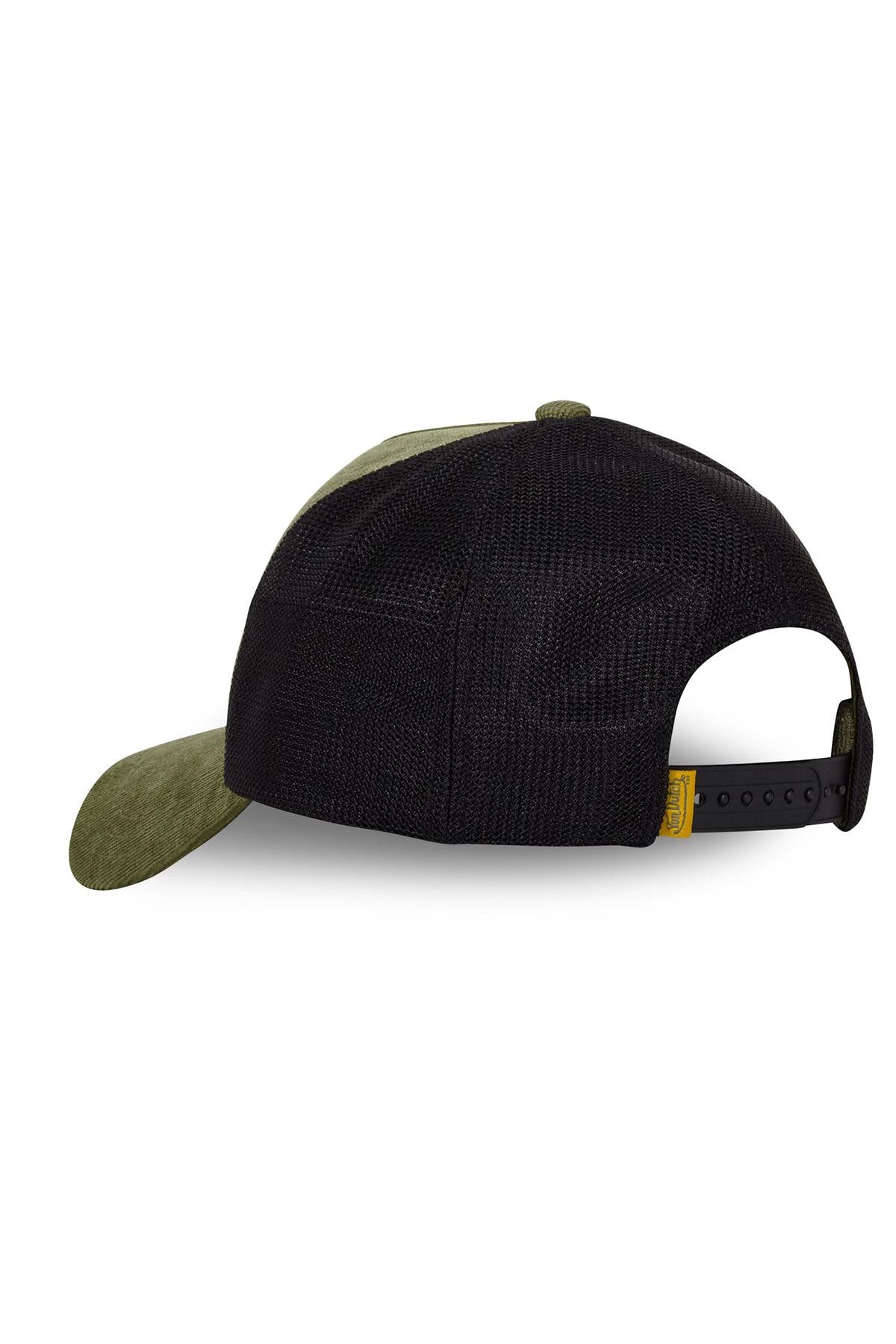 Khaki and black corduroy cap - Image n°4