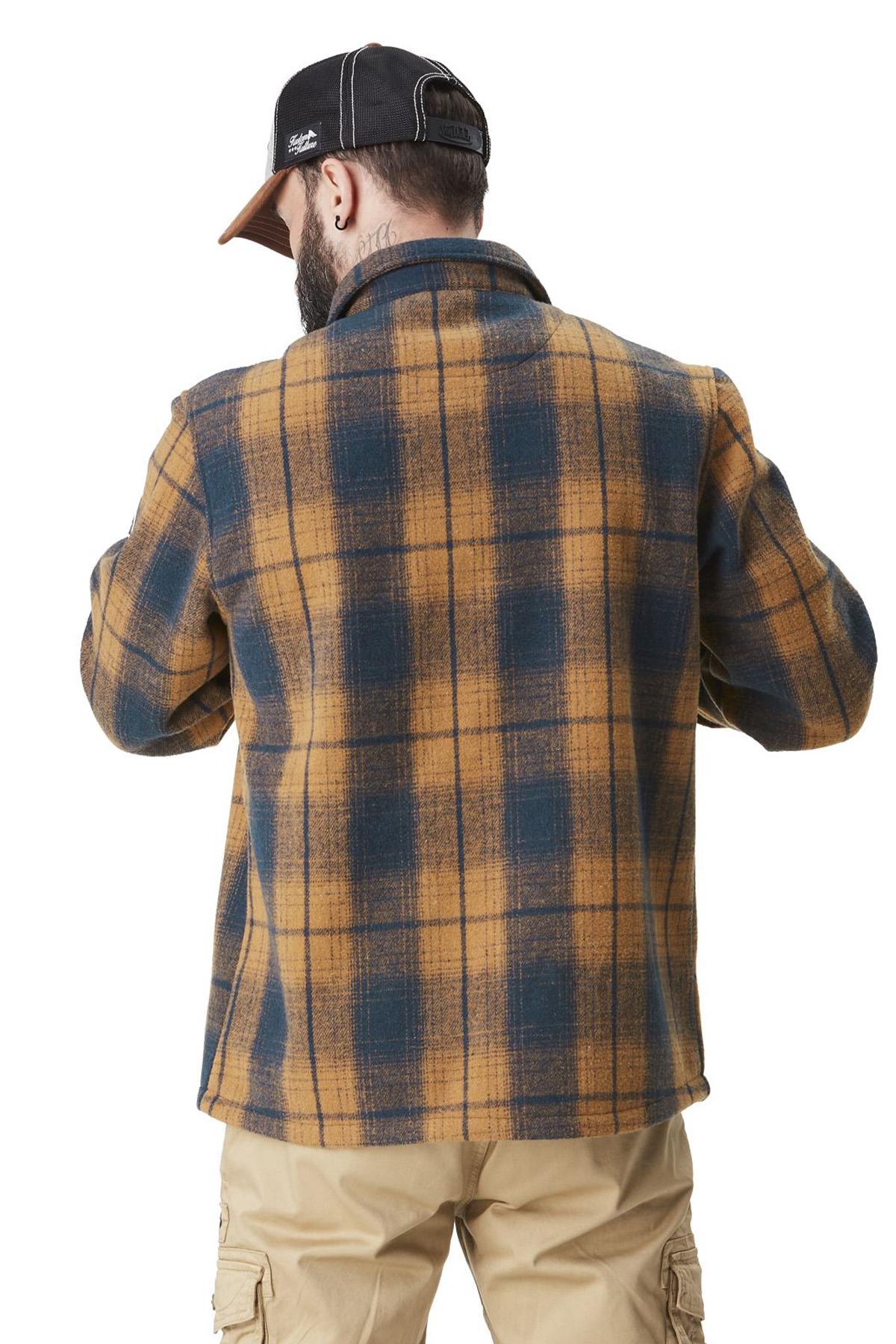 Mustard and blue plaid overshirt - Image n°2