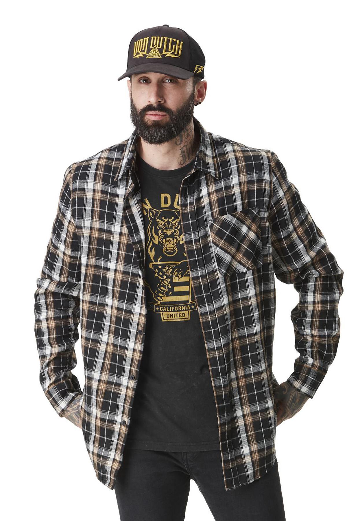 Plaid flannel shirt with back embroidery - Image n°1