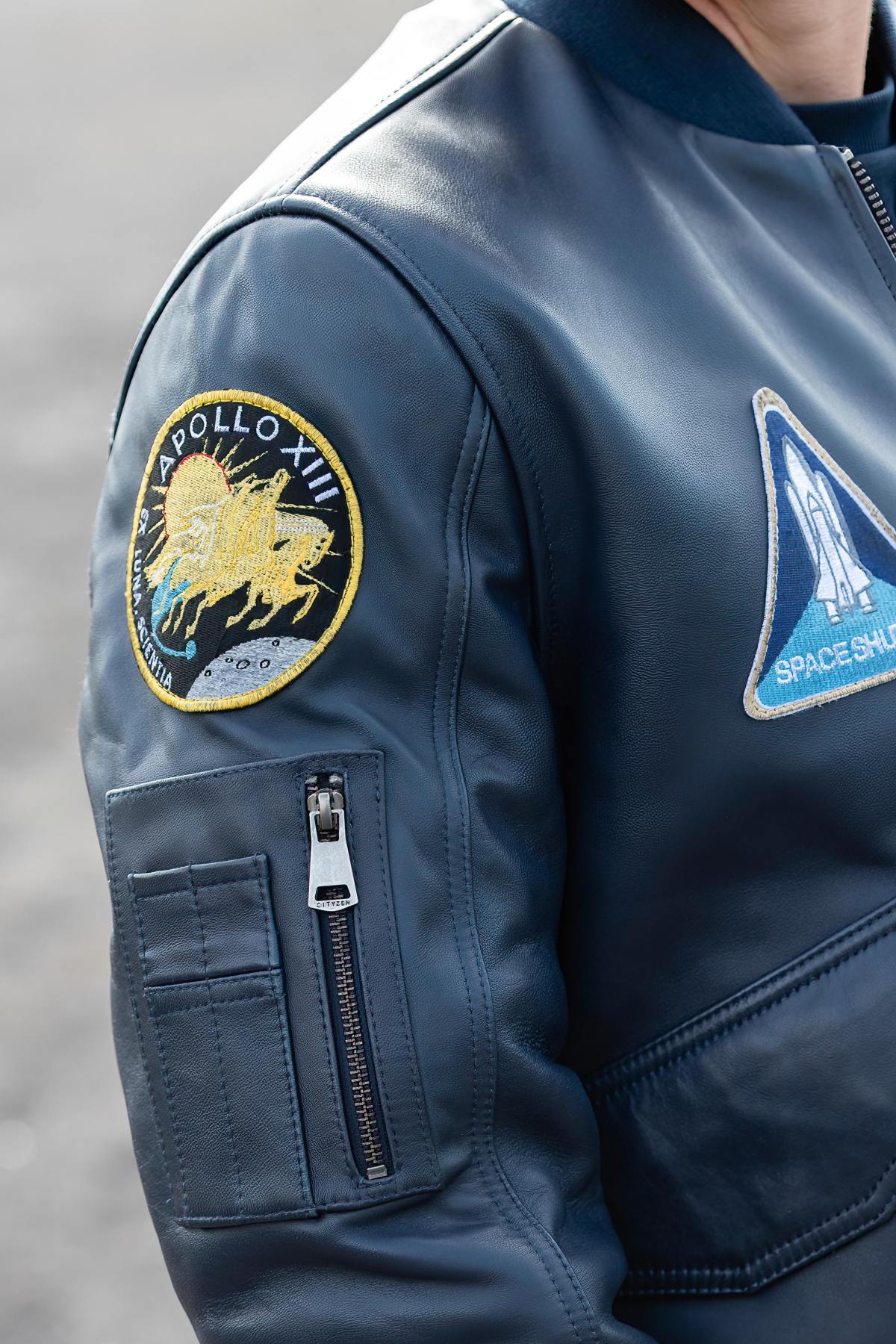 Navy Blue Aerospace Legendary Leather Jacket - Image n°3