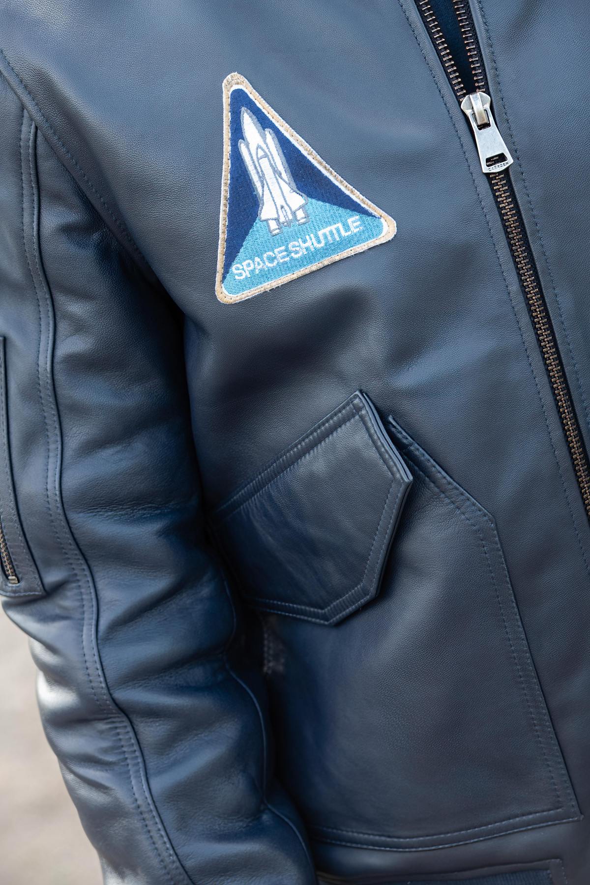 Navy Blue Aerospace Legendary Leather Jacket - Image n°11