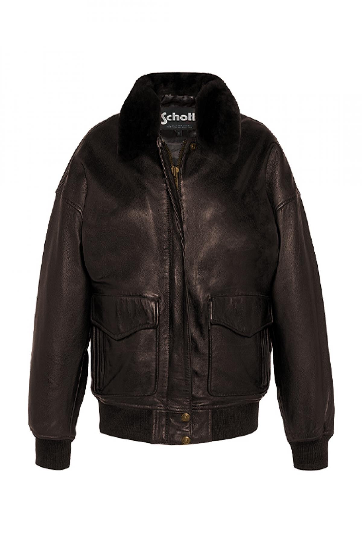 Women's Dark Brown Leather Bomber Jacket - Image n°1