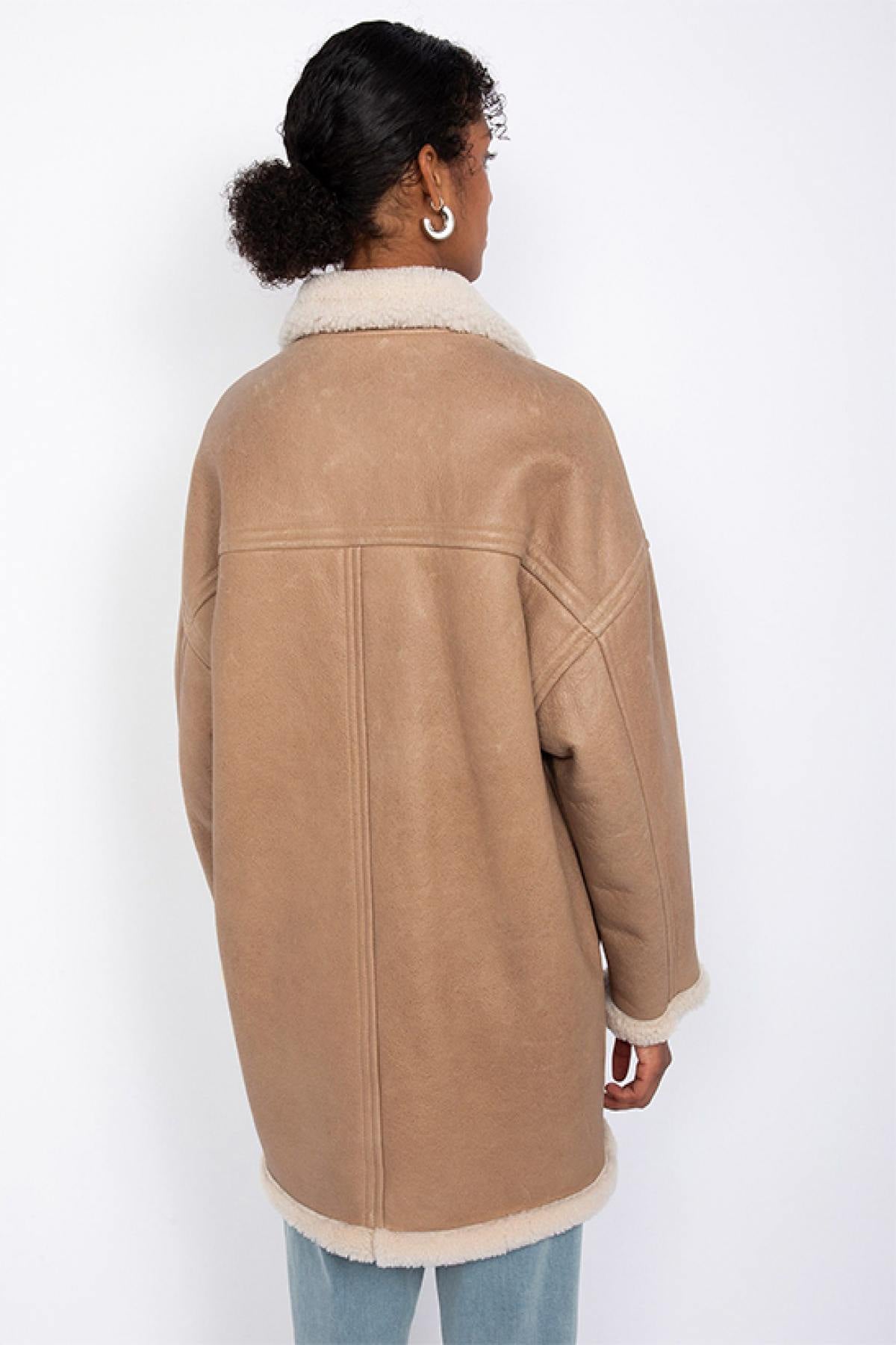 Long reversible double-sided sheepskin coat - Image n°4