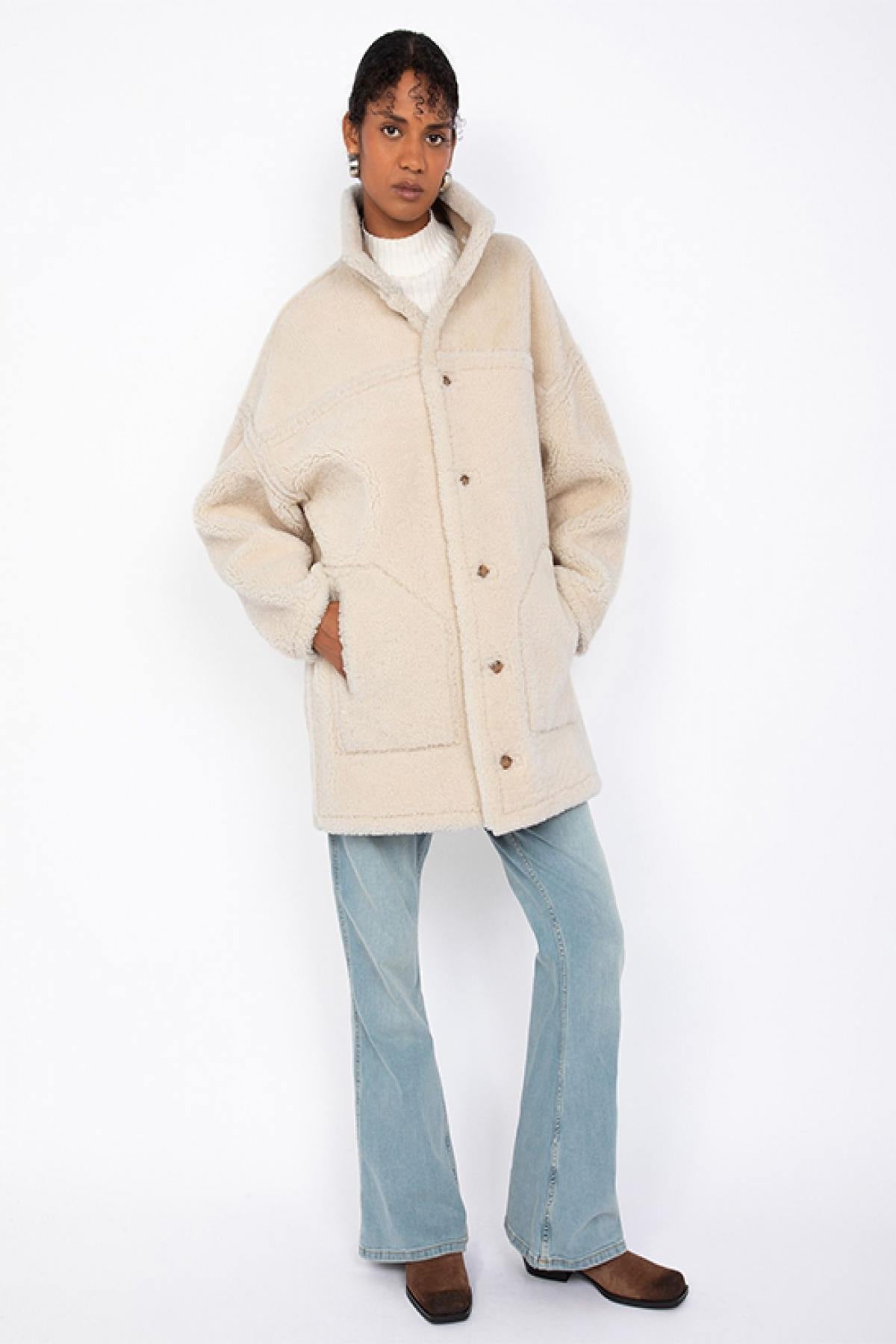 Long reversible double-sided sheepskin coat - Image n°5