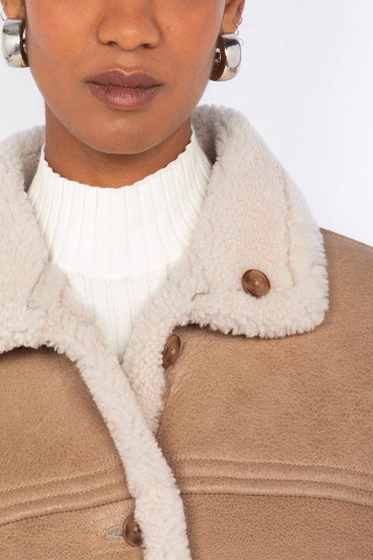 Long reversible double-sided sheepskin coat - Image n°7