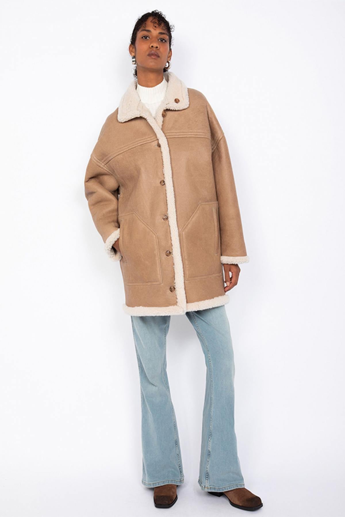 Long reversible double-sided sheepskin coat - Image n°3