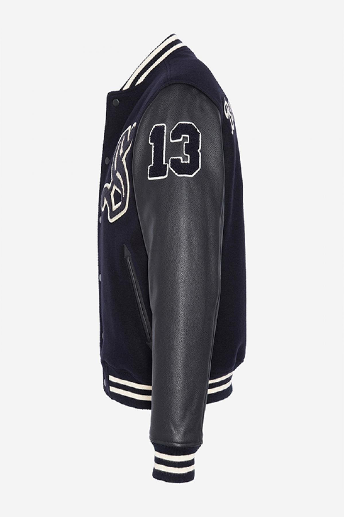 Teddy Varsity in black embroidered leather - Image n°4