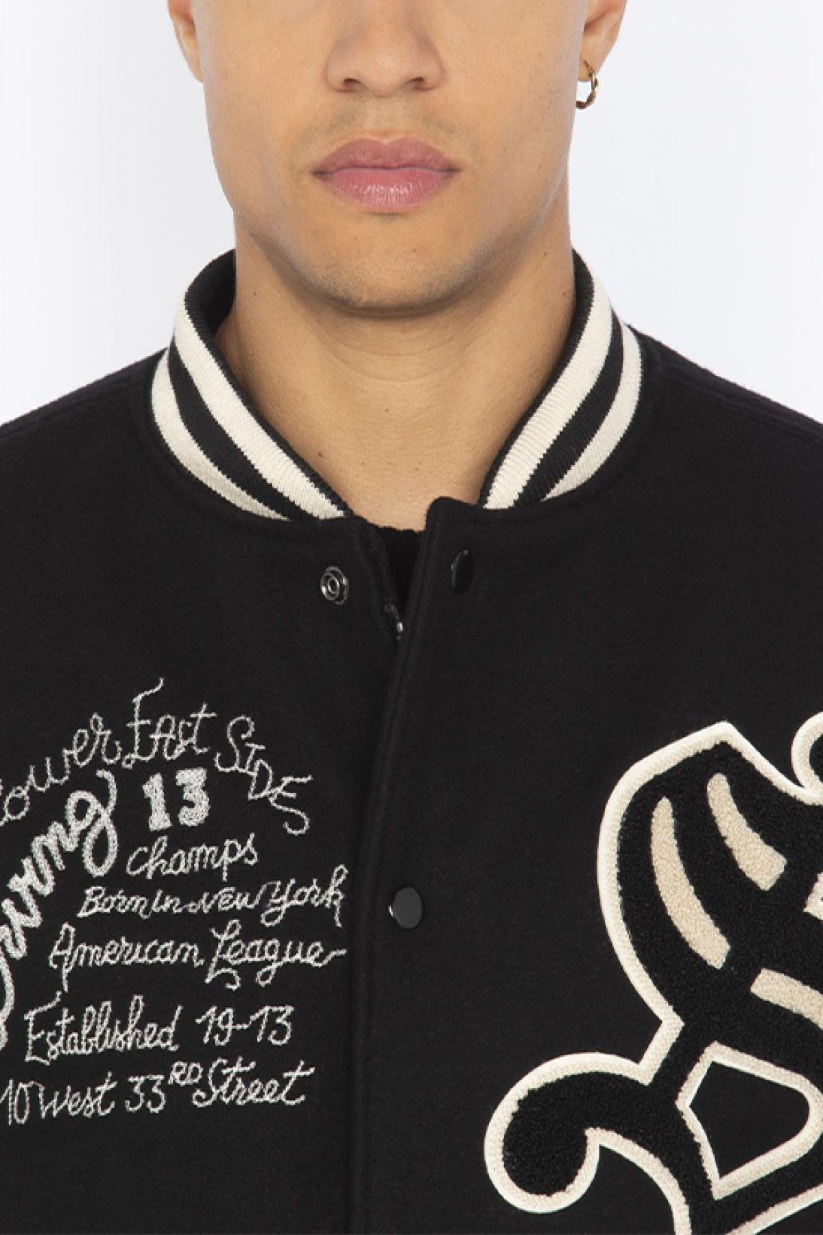 Teddy Varsity in black embroidered leather - Image n°7