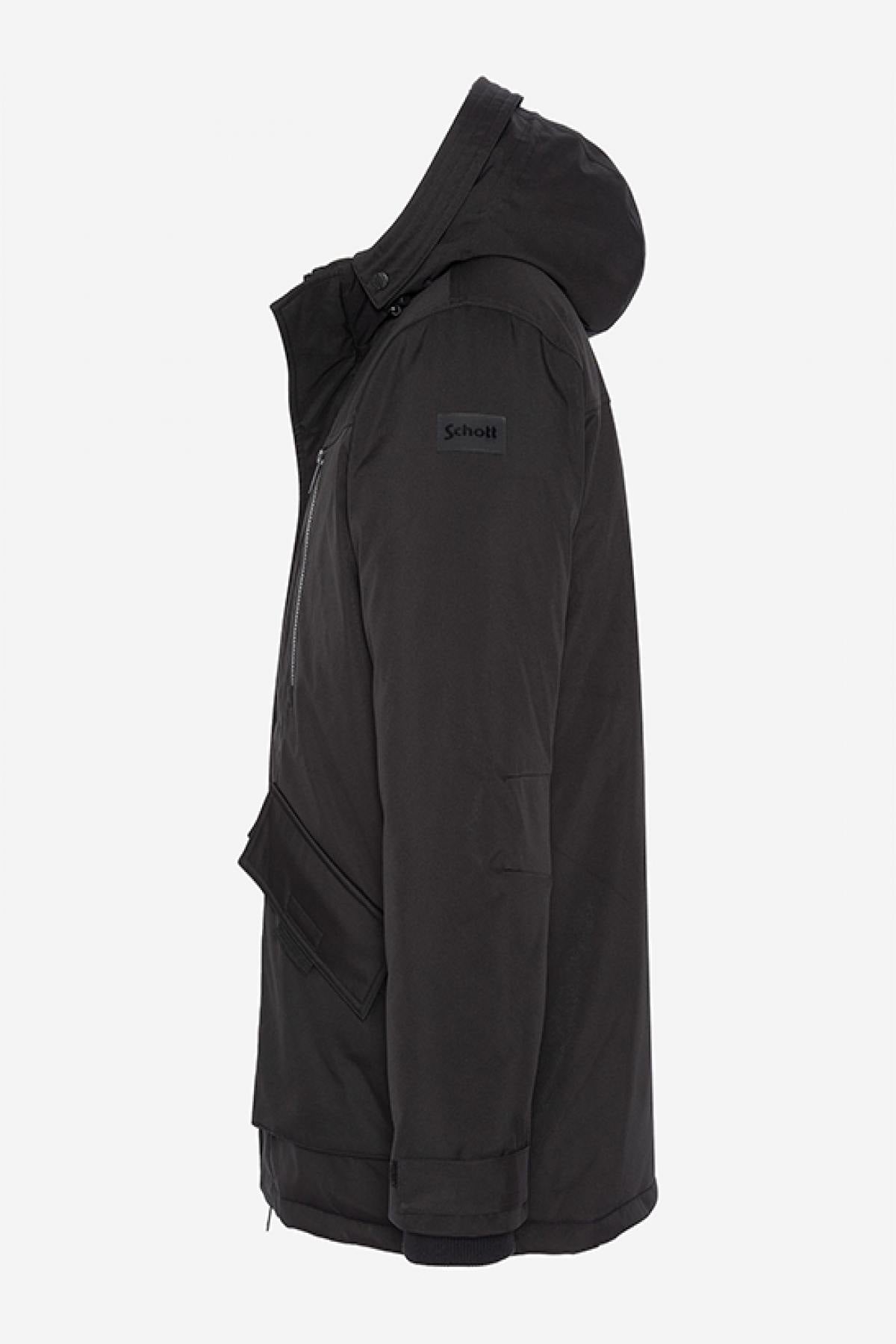 Black multi-pocket hooded parka - Image n°5