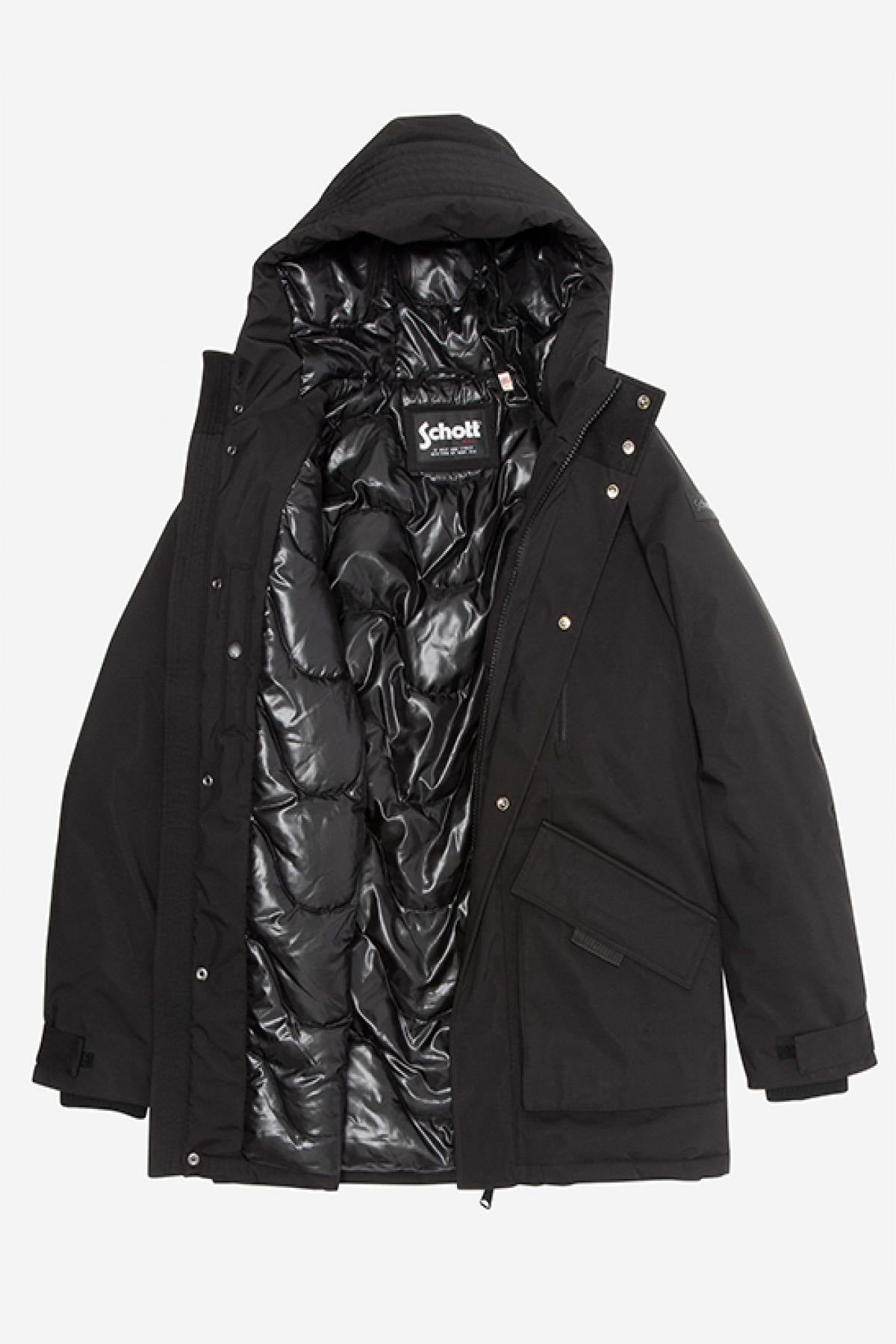 Black multi-pocket hooded parka - Image n°3