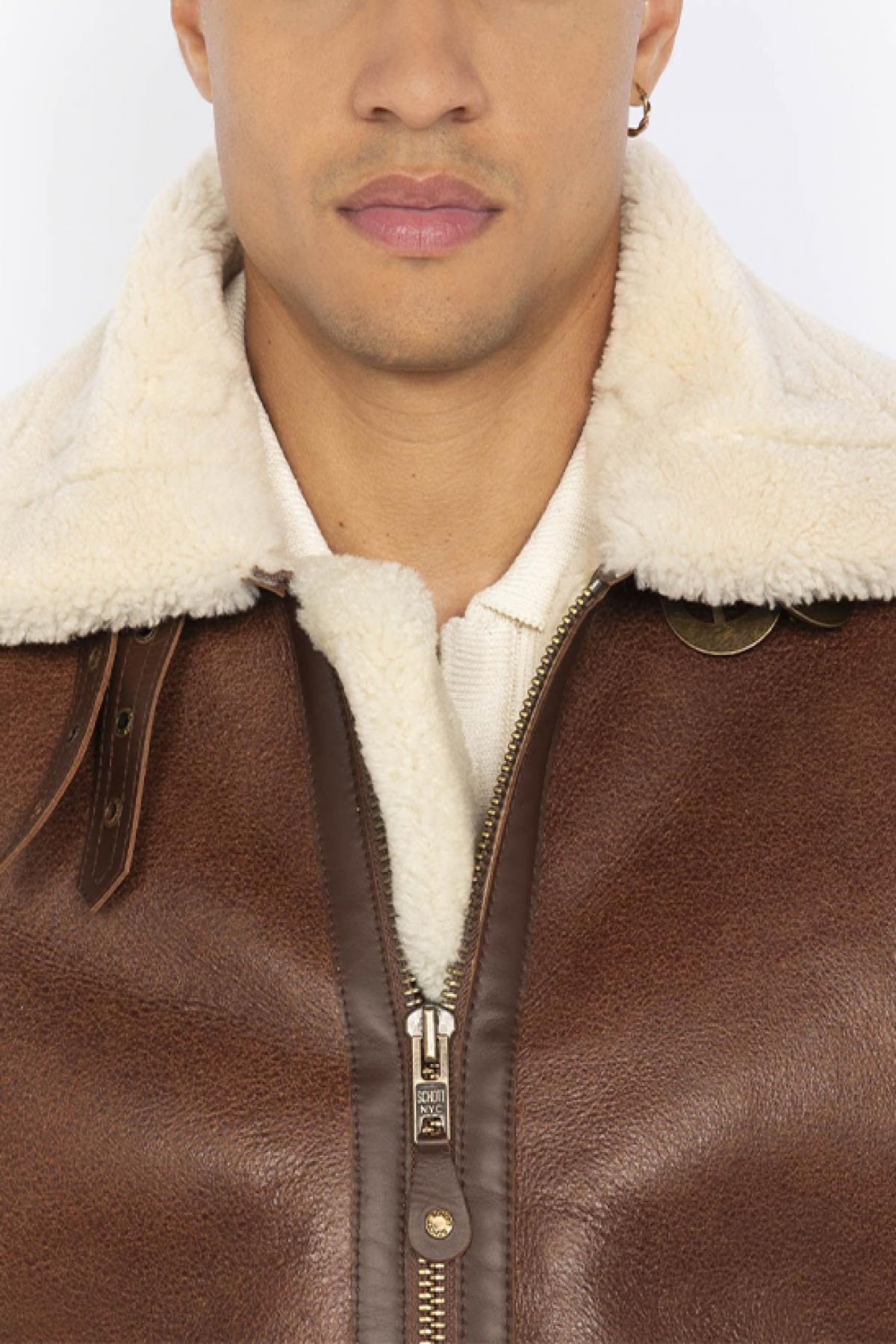 B-3 Bomber in Double-Sided Mocha Sheepskin - Image n°5