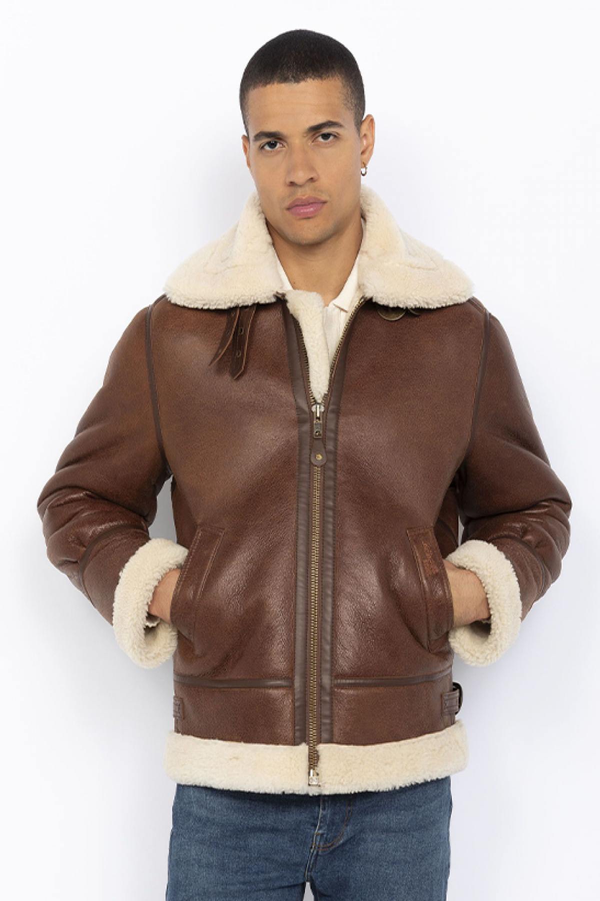 B-3 Bomber in Double-Sided Mocha Sheepskin - Image n°3