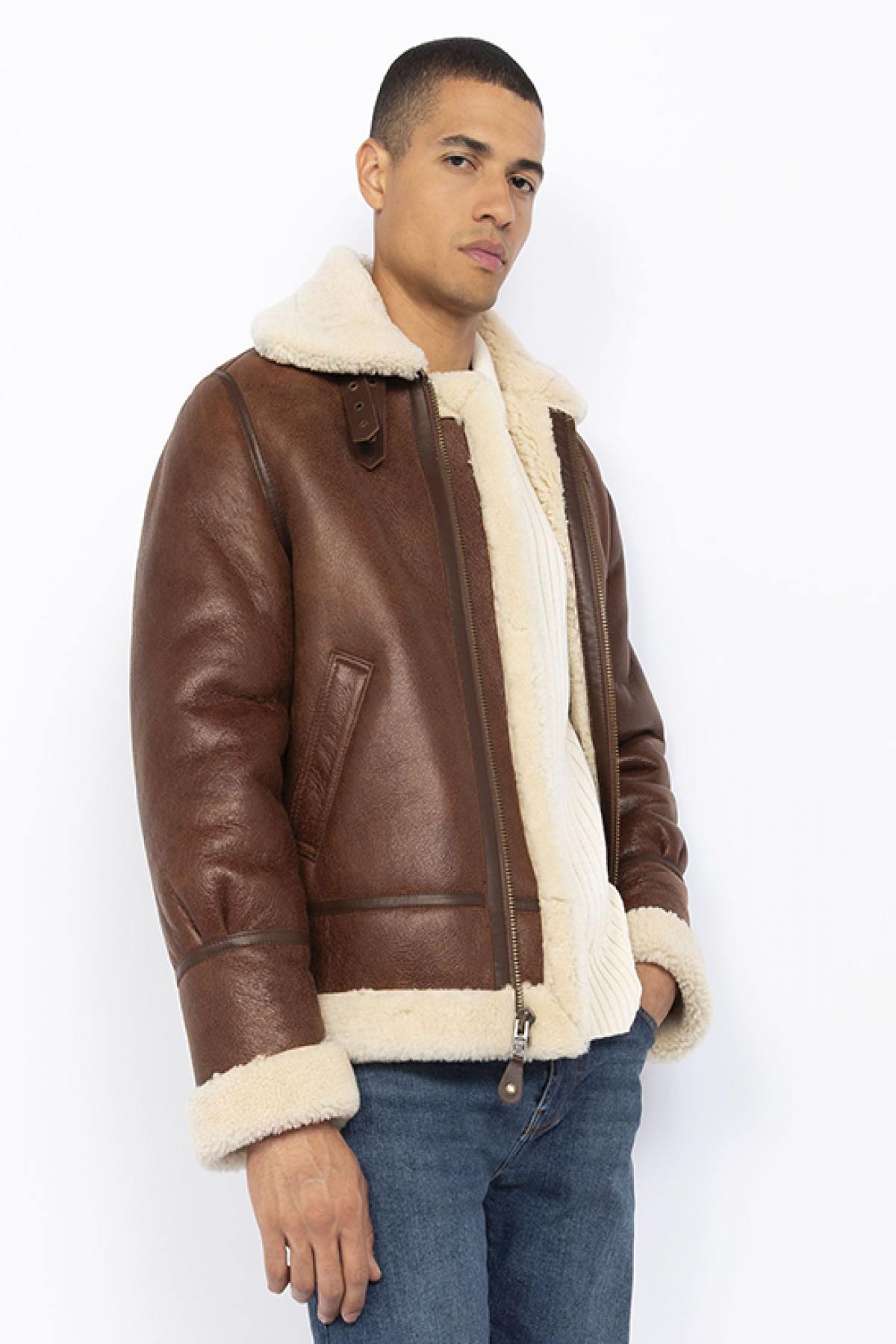 B-3 Bomber in Double-Sided Mocha Sheepskin - Image n°6