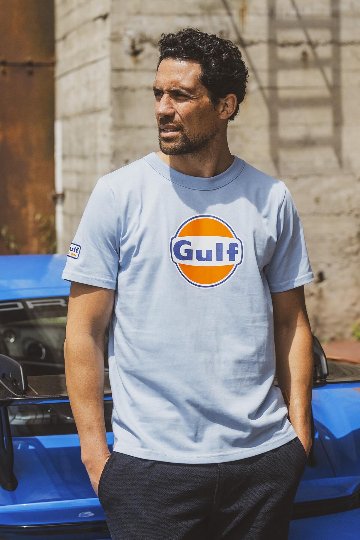 Light blue cotton t-shirt with Gulf logo - Image n°1