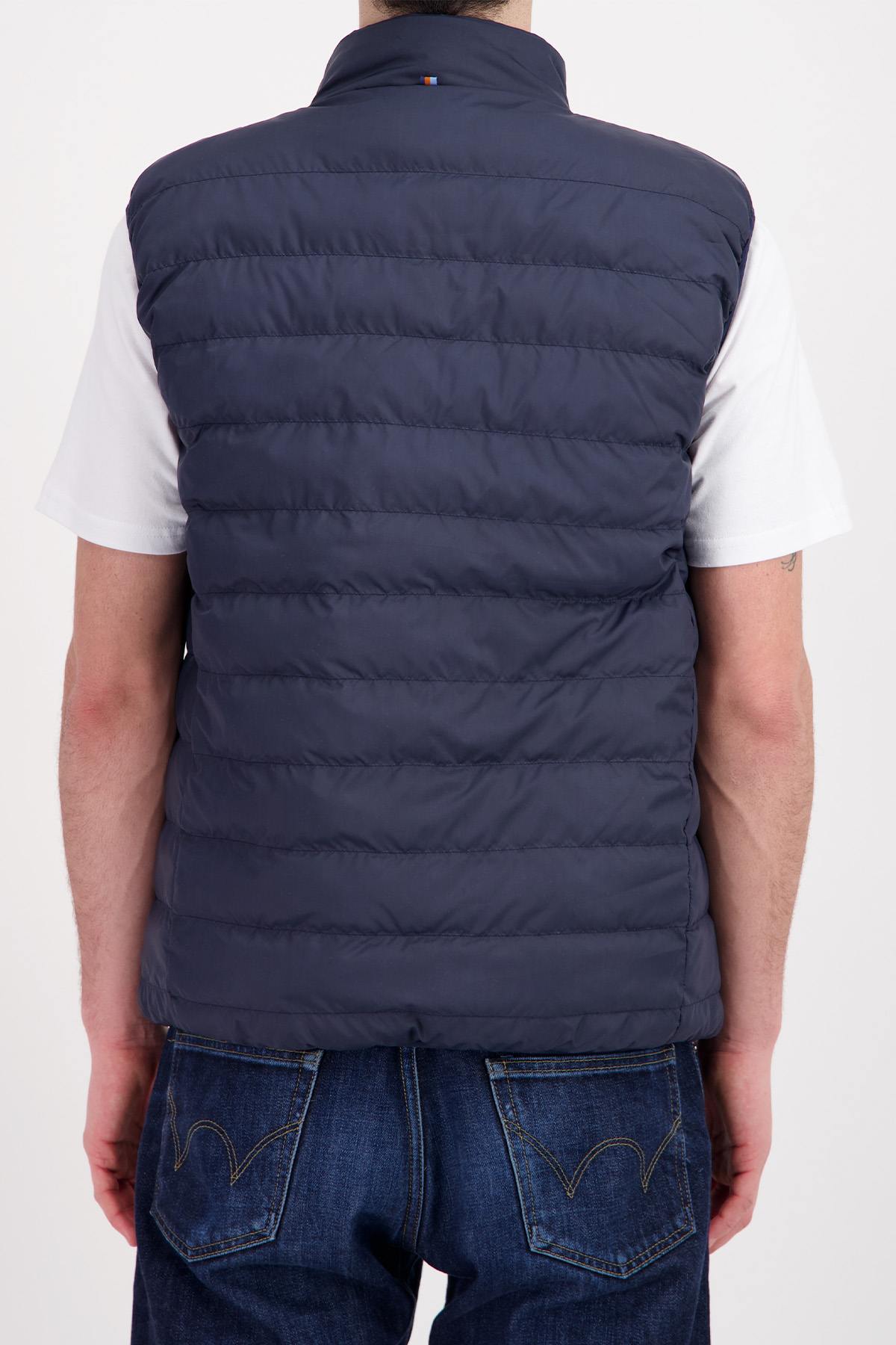 Blue reversible sleeveless down jacket - Image n°3