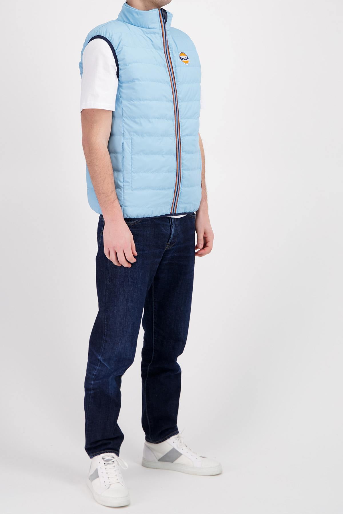 Blue reversible sleeveless down jacket - Image n°12