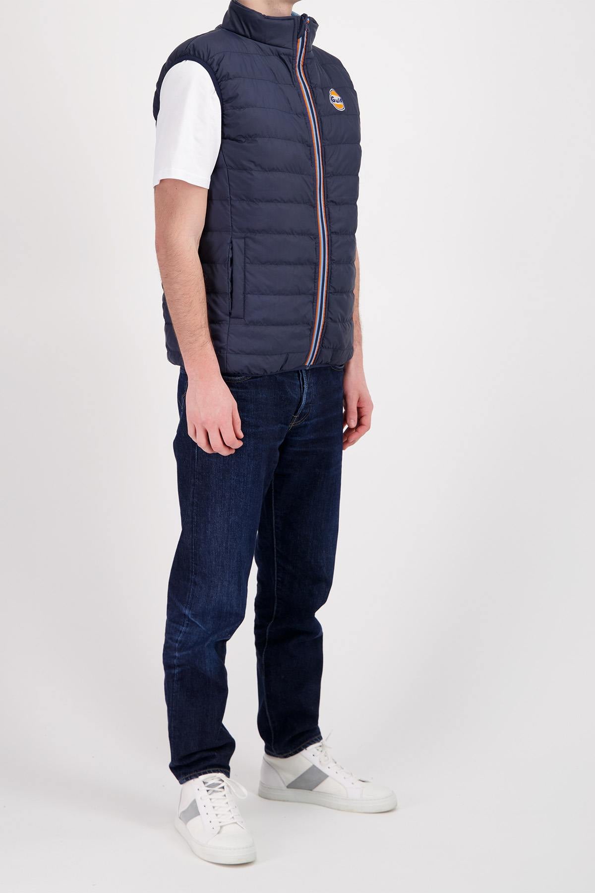 Blue reversible sleeveless down jacket - Image n°10