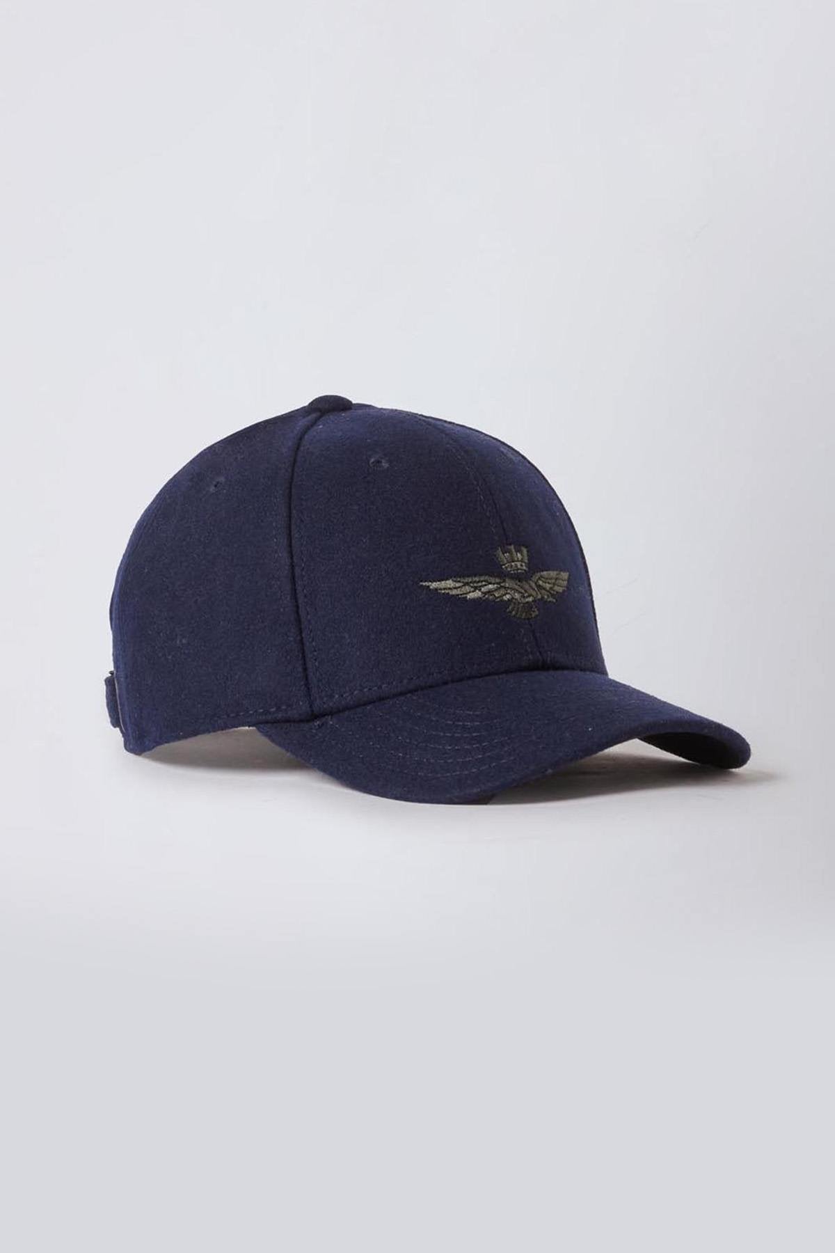 Navy blue cap with eagle embroidery - Image n°1