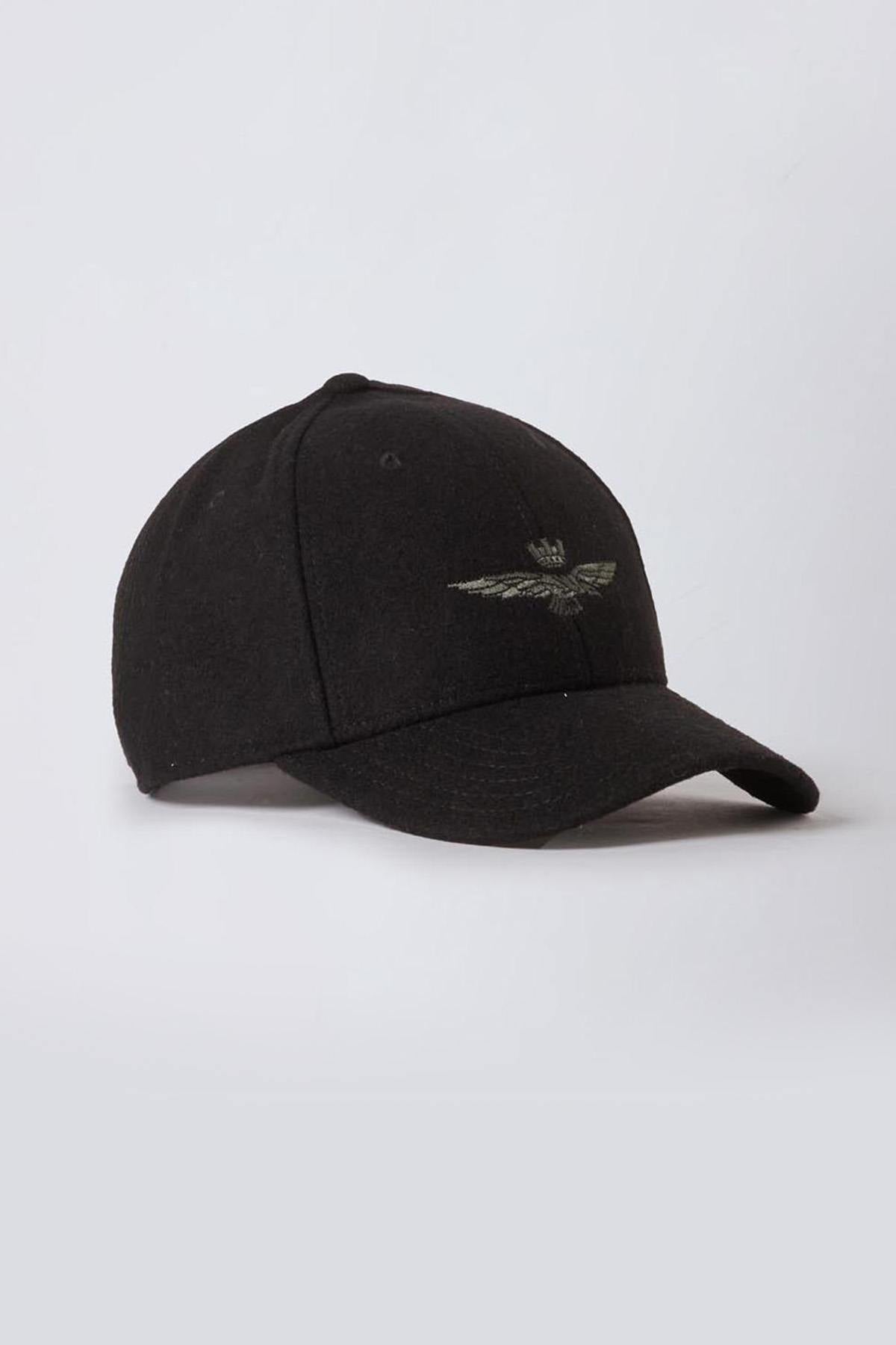 Black cap with eagle embroidery - Image n°1