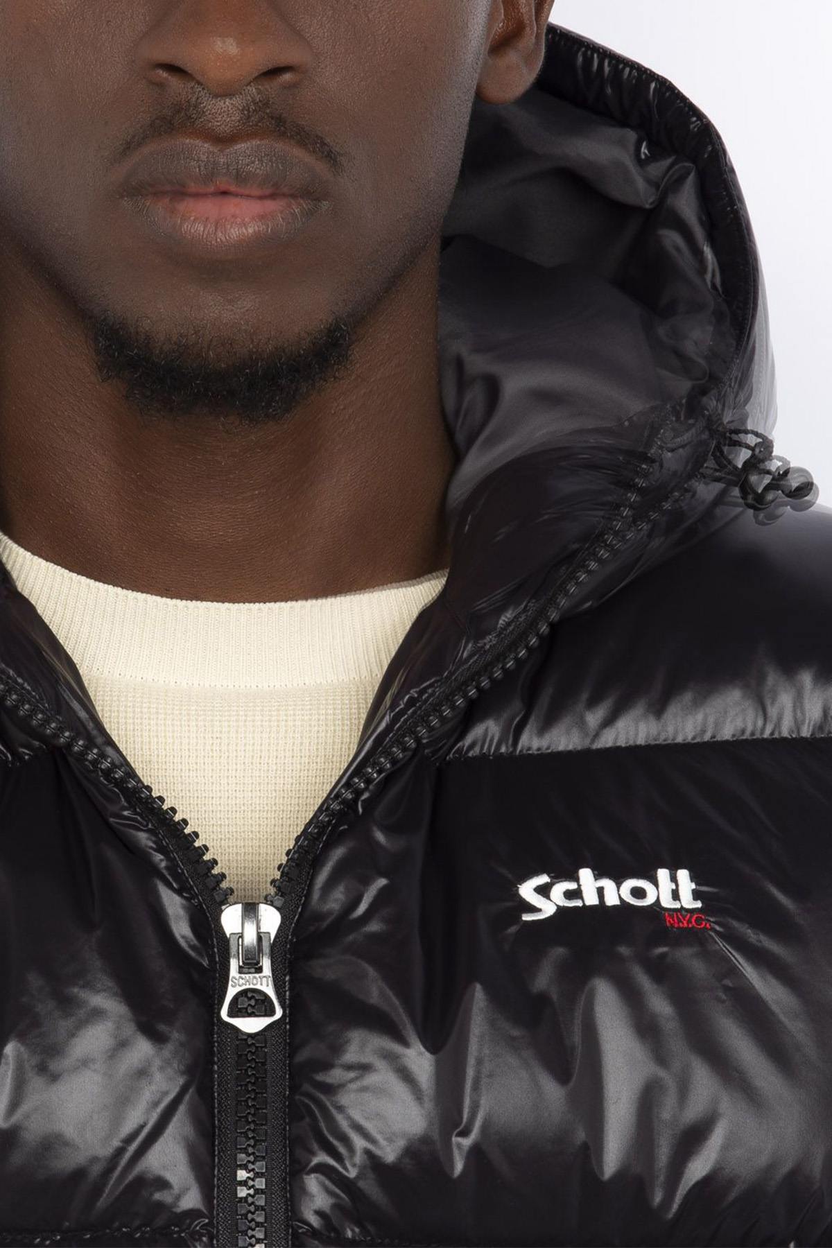 Black sleeveless hooded down jacket - Image n°6