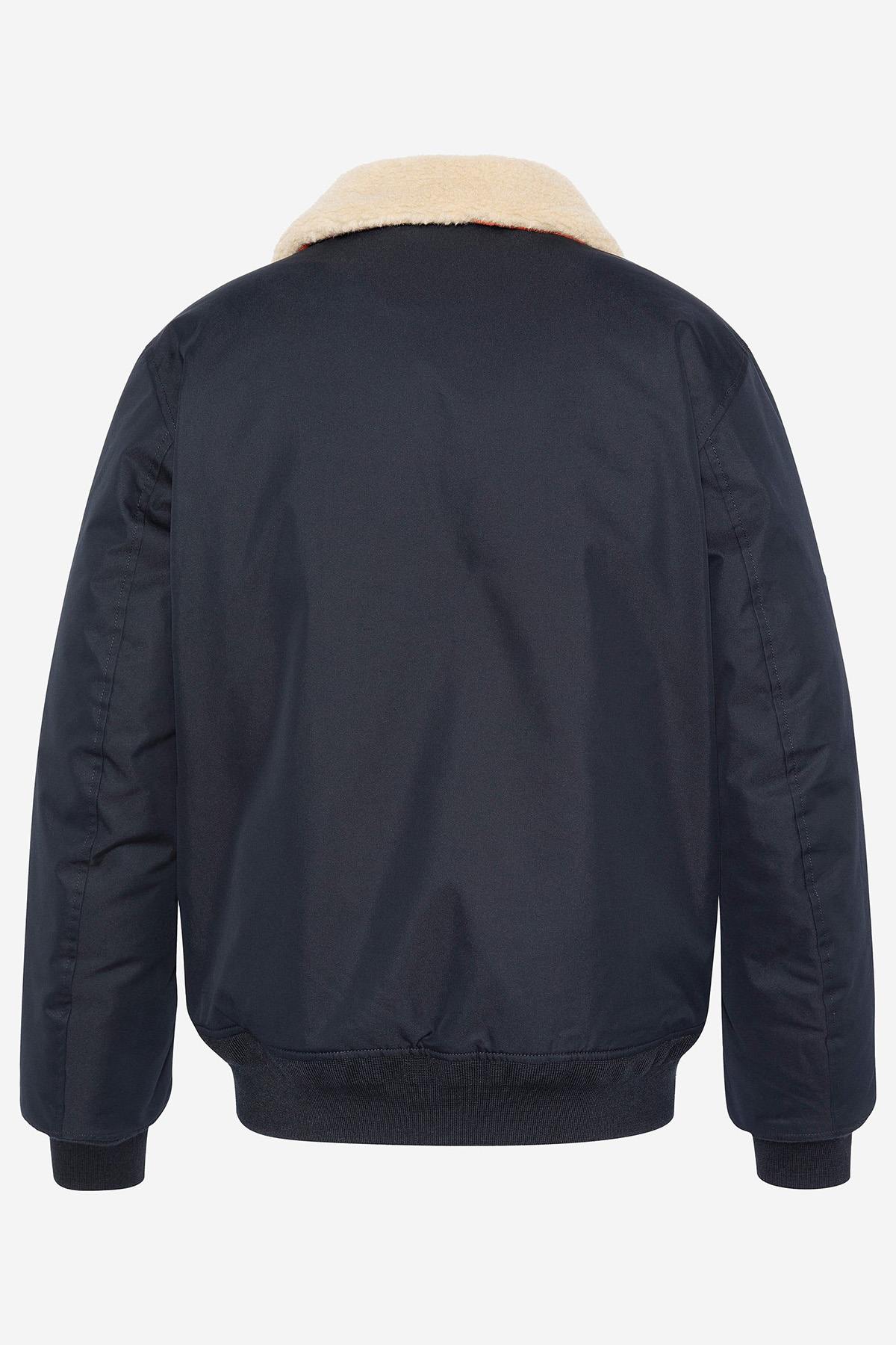 Navy blue textile pilot jacket - Image n°3