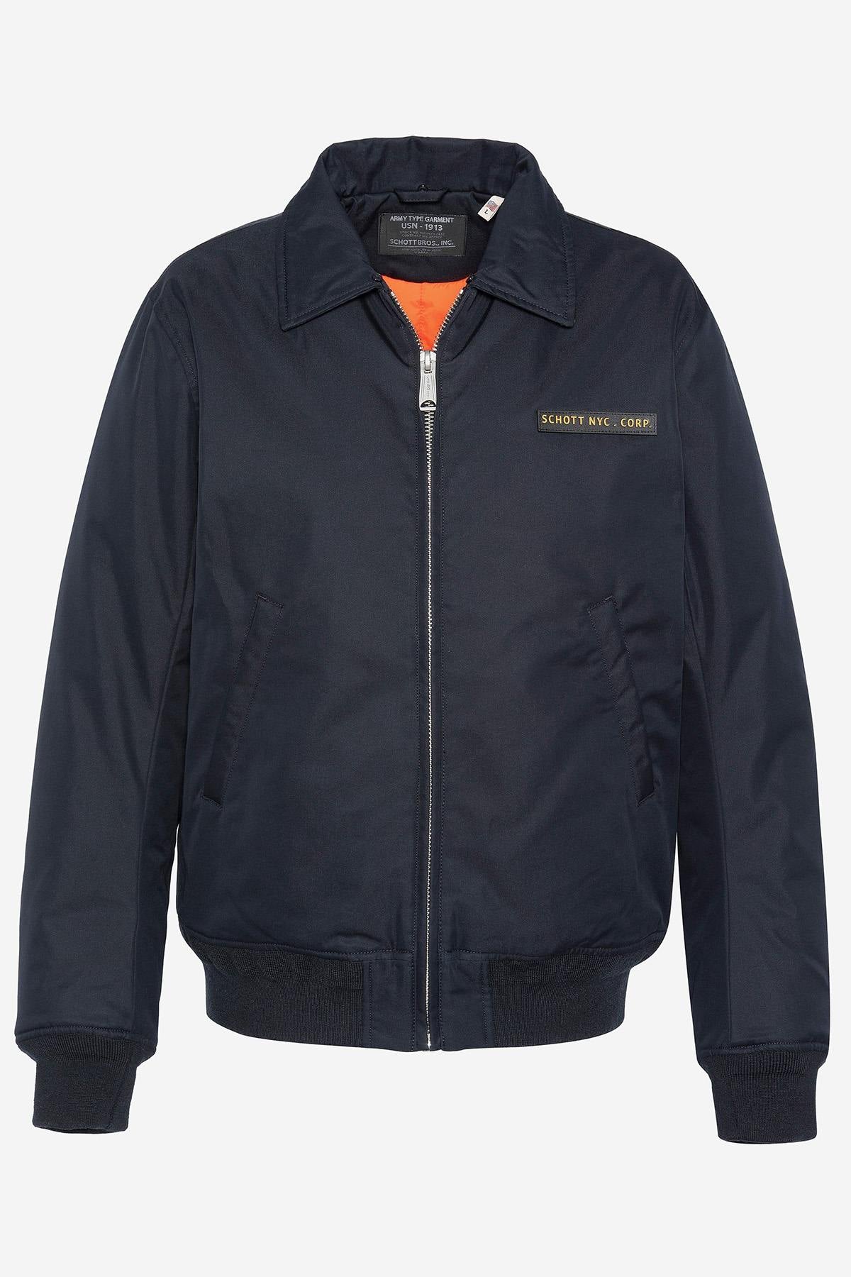 Navy blue textile pilot jacket - Image n°2