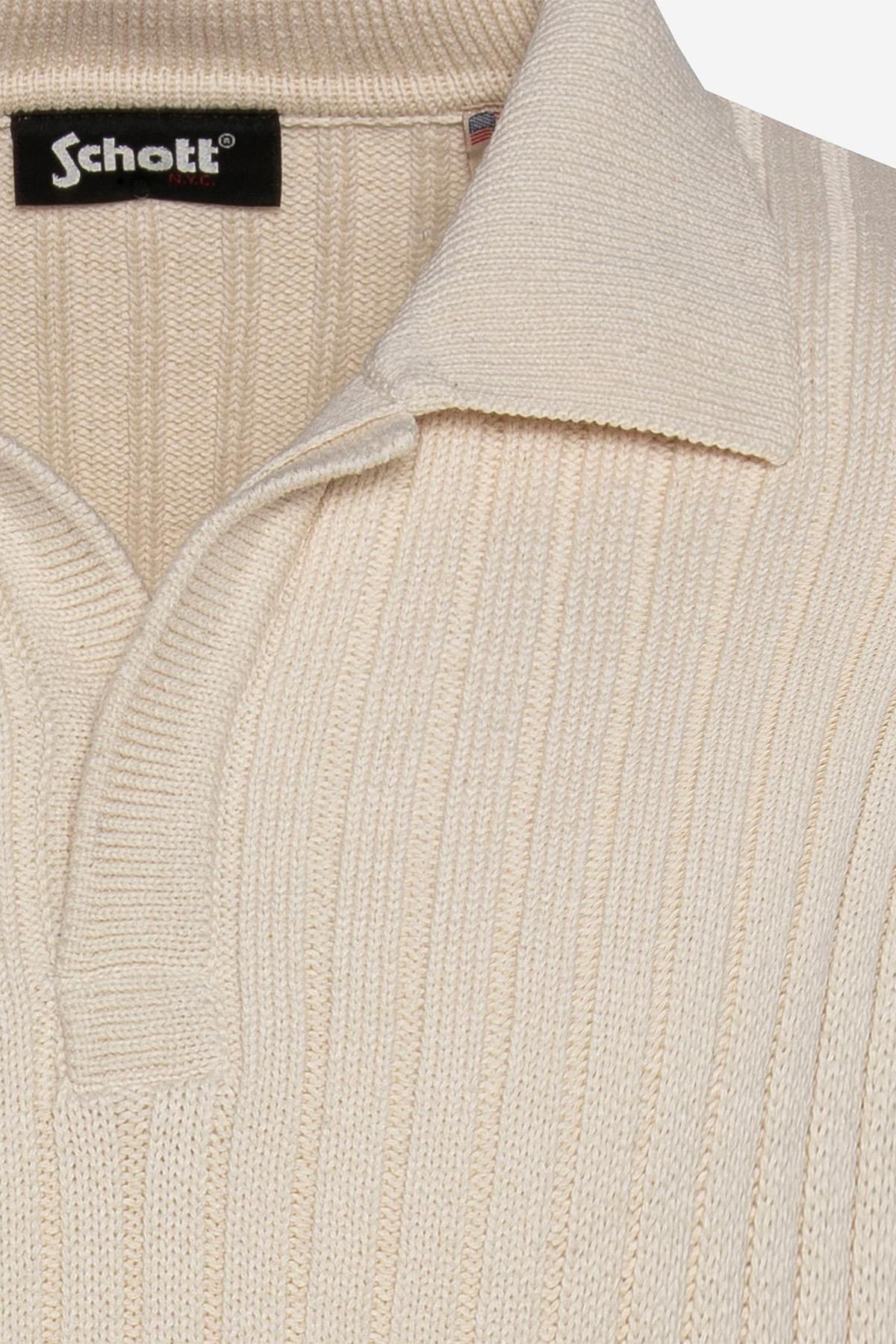 Ecru ribbed polo neck sweater - Image n°7