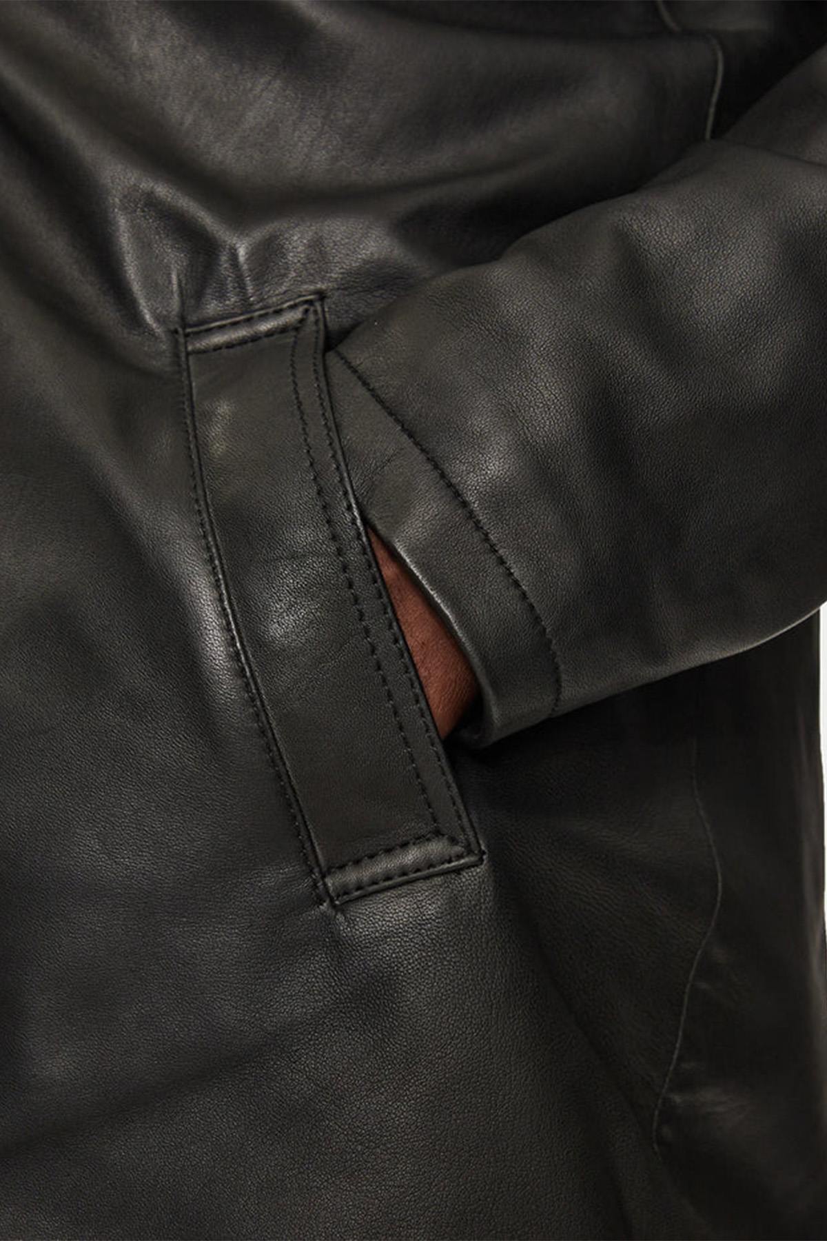 Black leather parka for men - Image n°5