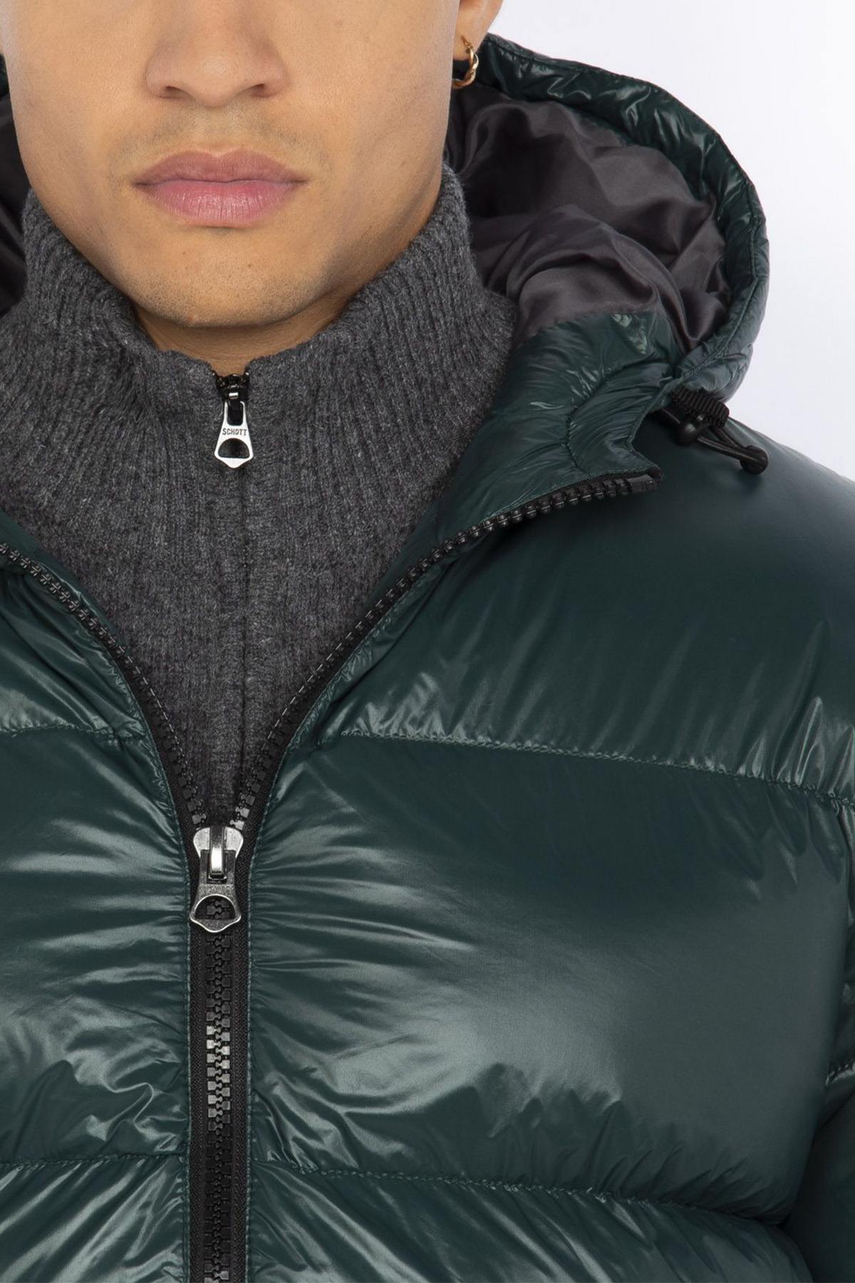 Forest Green Nylon Quilted Down Jacket - Image n°3