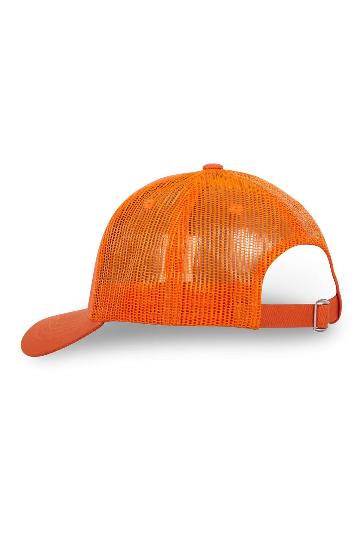 Orange two-material trucker cap - Image n°2