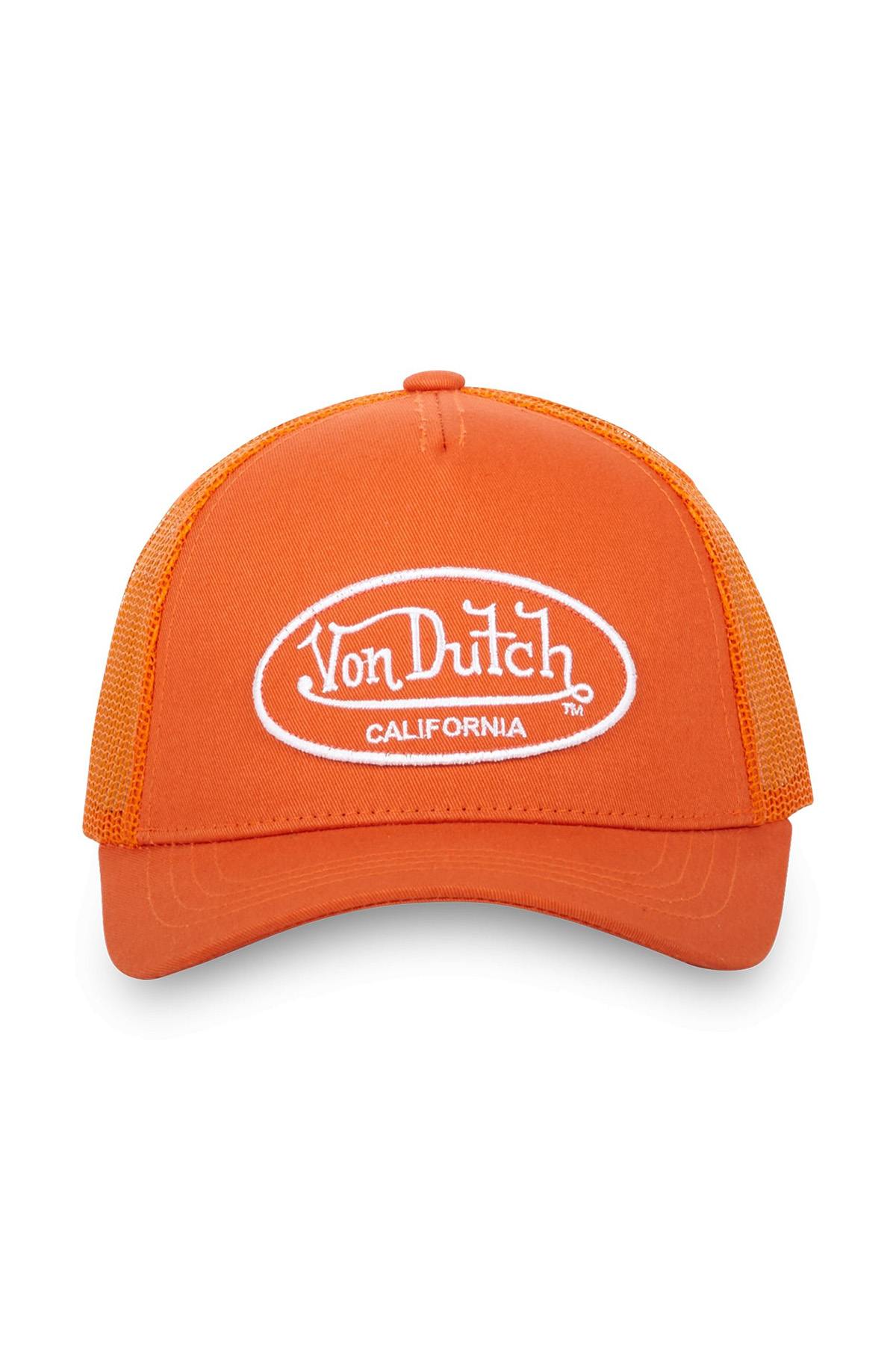 Orange two-material trucker cap - Image n°3