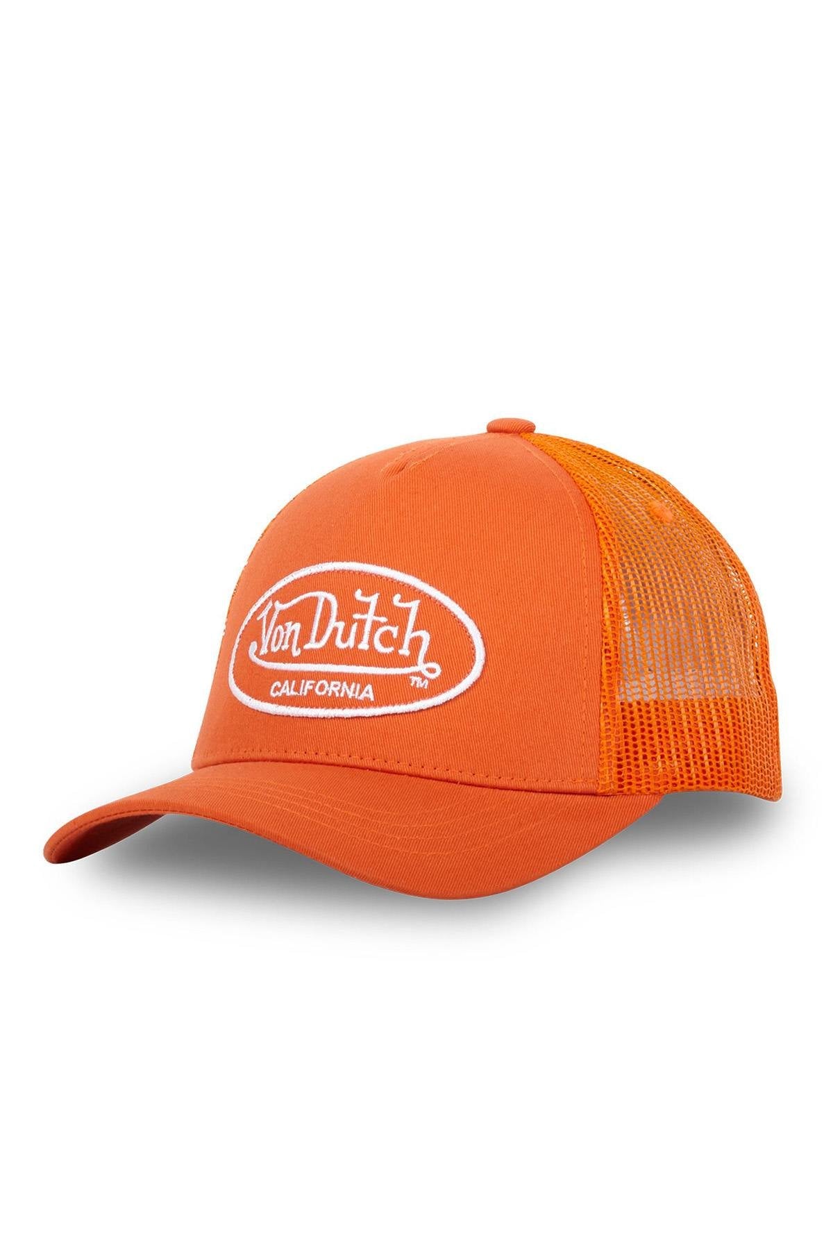 Orange two-material trucker cap - Image n°1