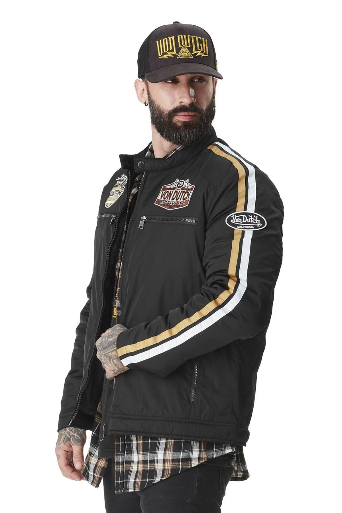 Racing textile jacket with patches - Image n°2