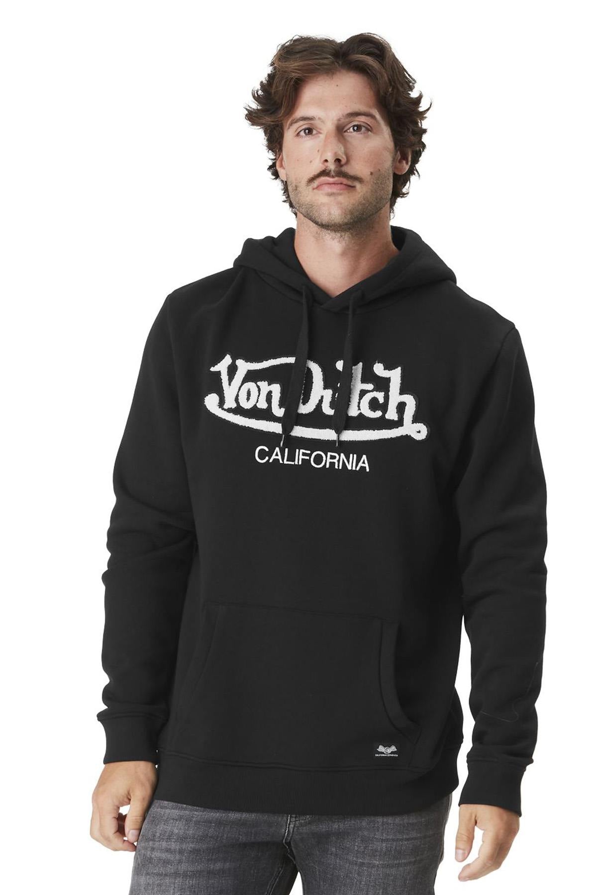 Black hoodie with wool effect logo - Image n°1