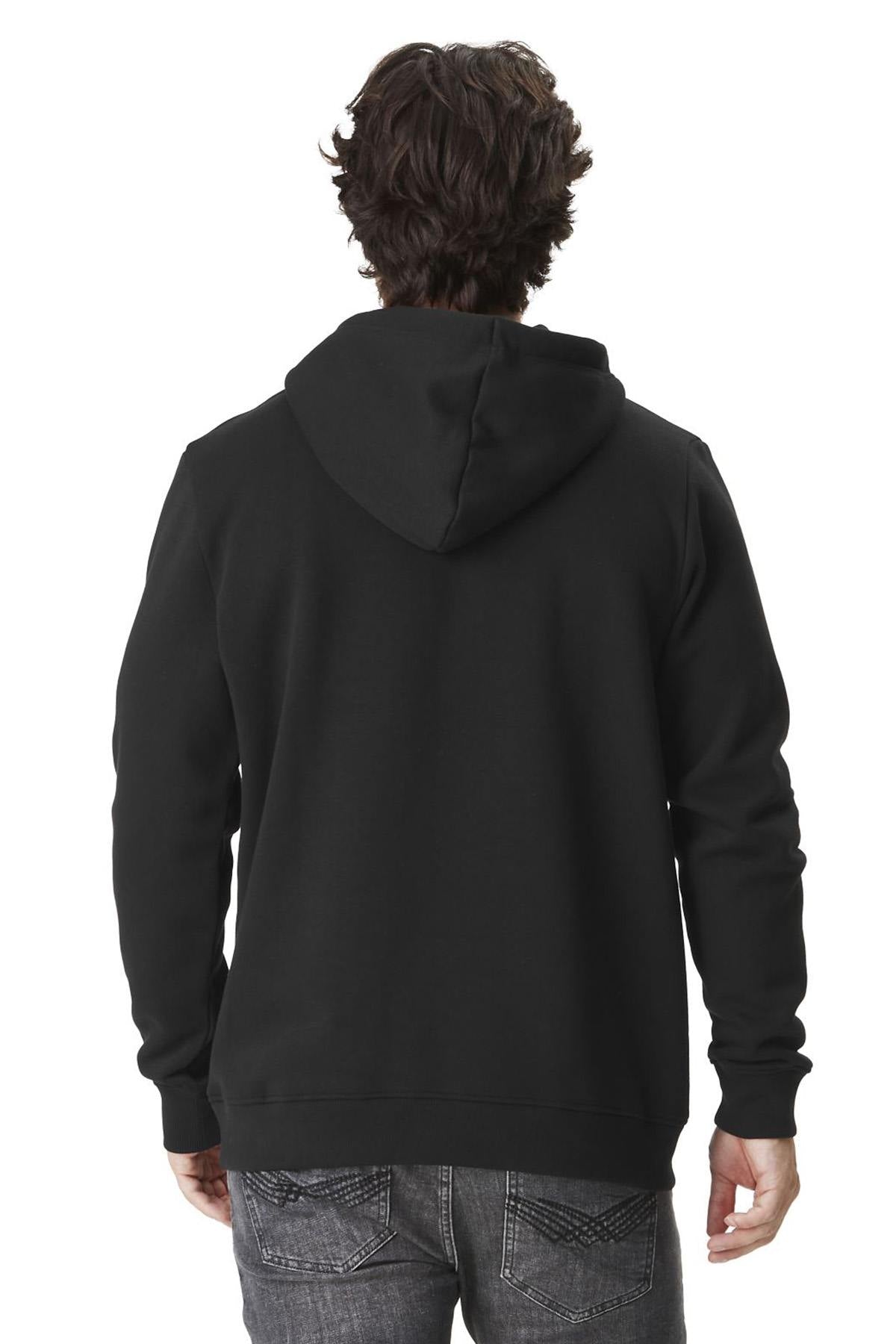 Black hoodie with wool effect logo - Image n°2