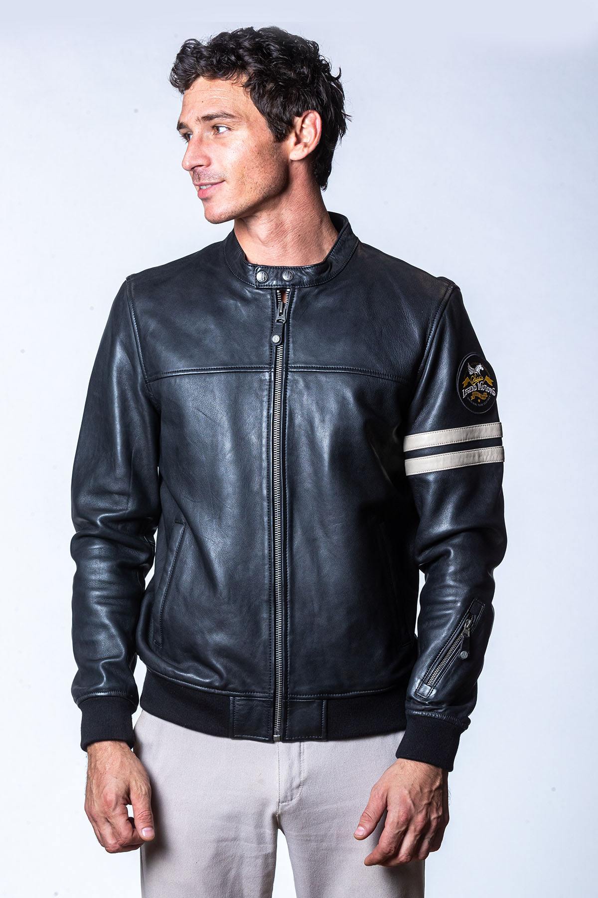 Racing leather jacket with interchangeable patch - Image n°4