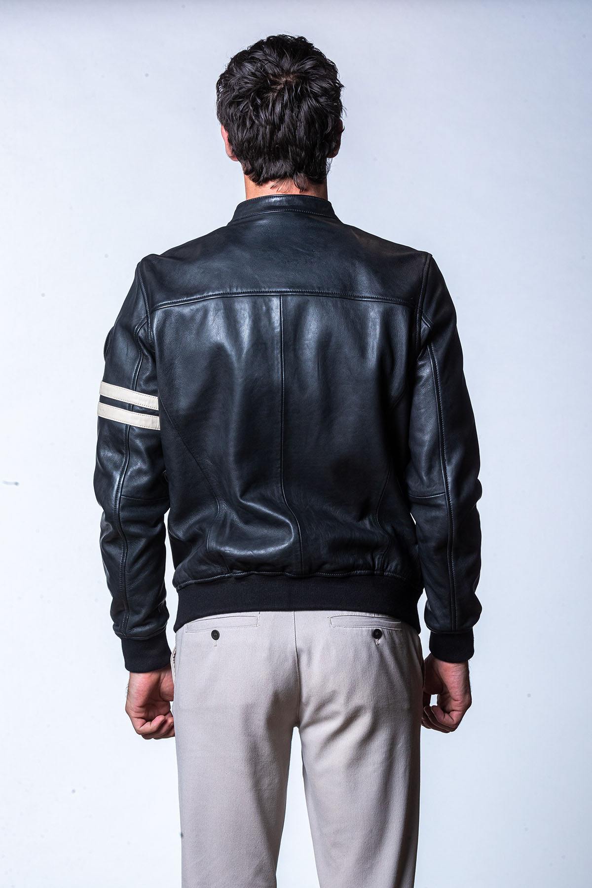 Racing leather jacket with interchangeable patch - Image n°6