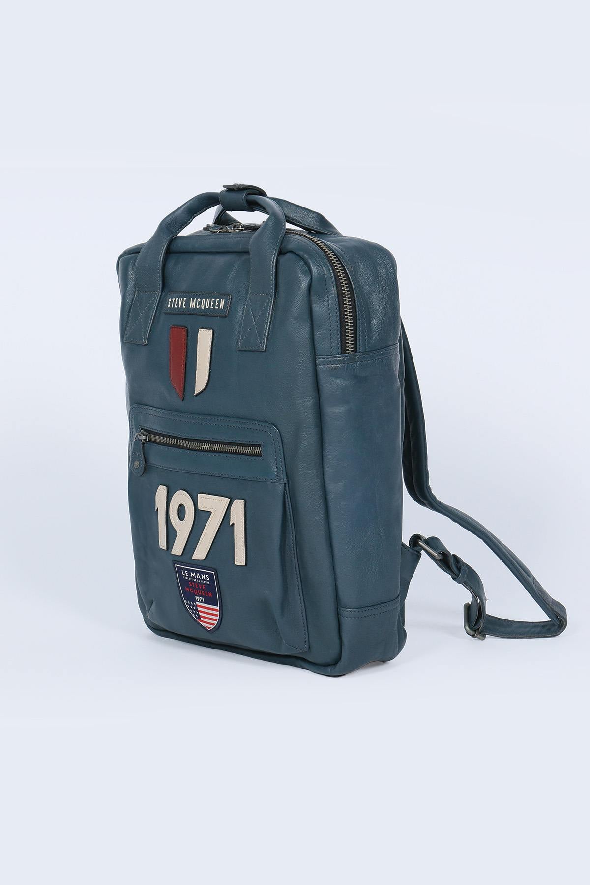 Steve McQueen 71 blue leather backpack - Image n°2