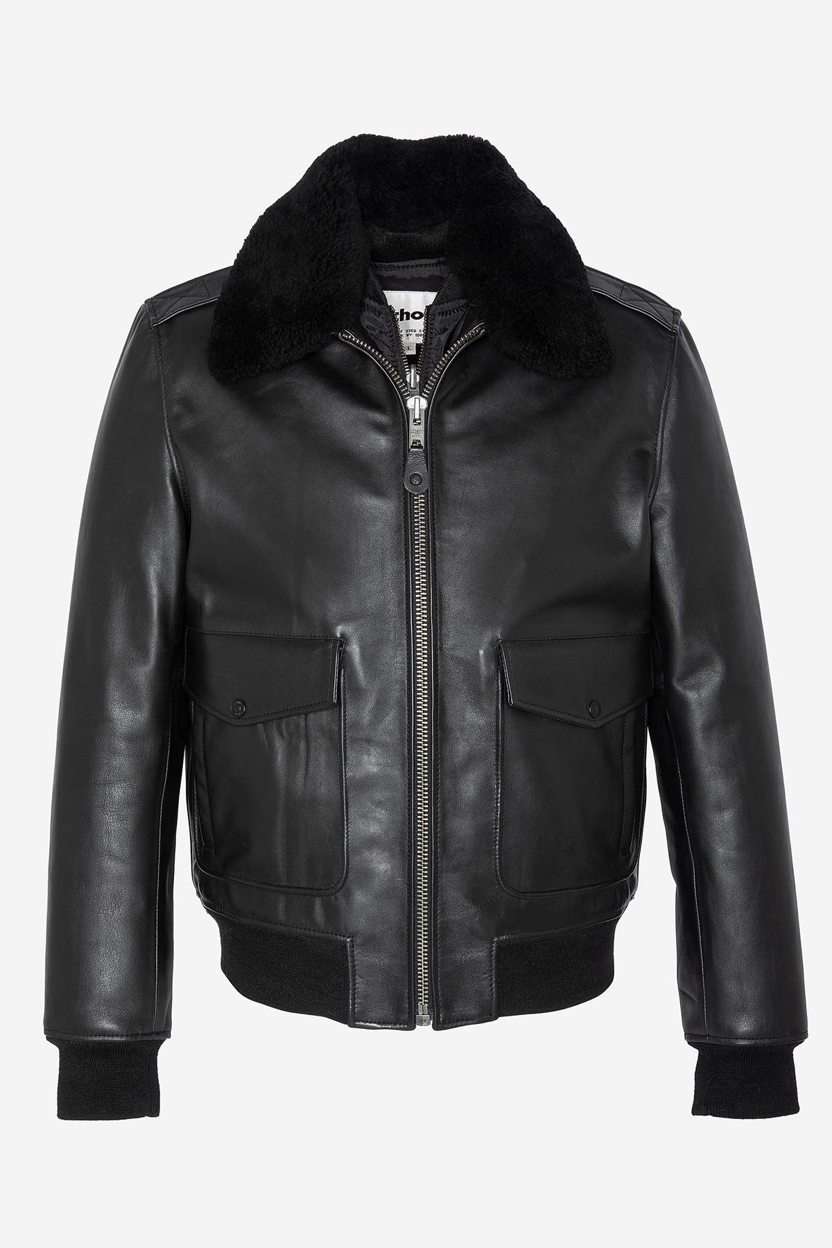 Black leather pilot jacket - Image n°4