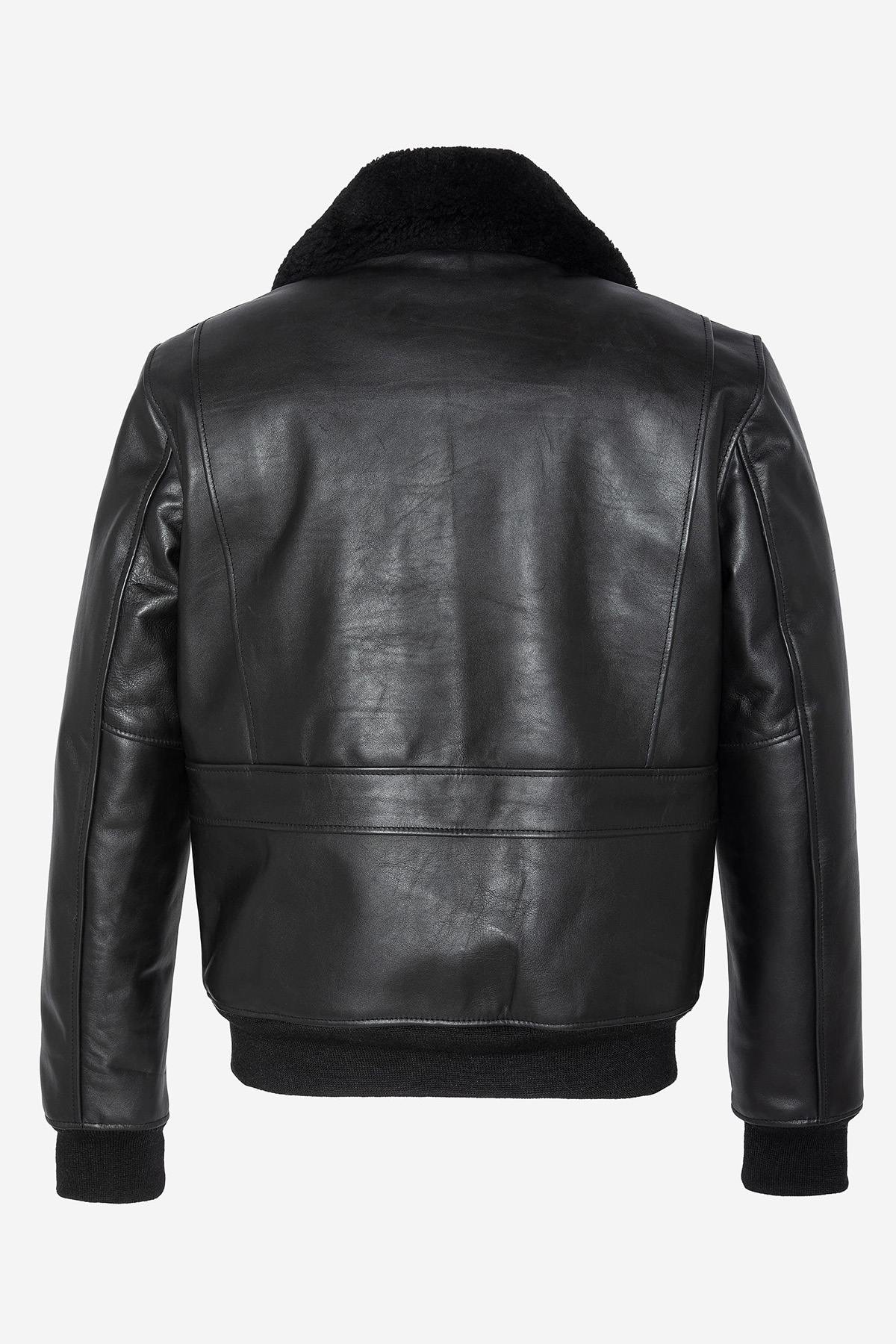 Black leather pilot jacket - Image n°6