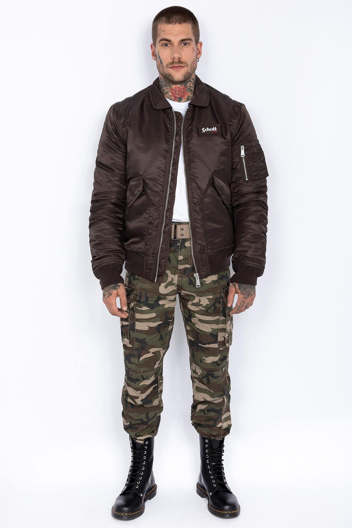 Dark Brown Recycled Nylon Bomber Jacket - Image n°7