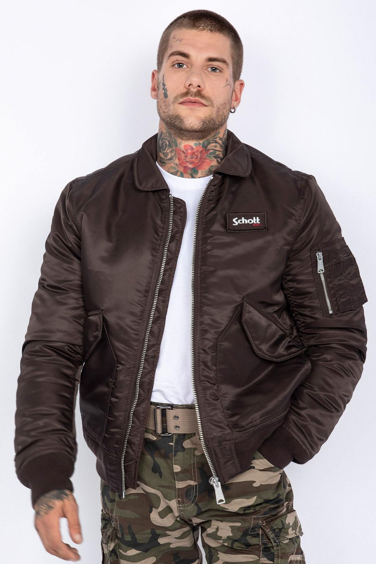 Dark Brown Recycled Nylon Bomber Jacket - Image n°8