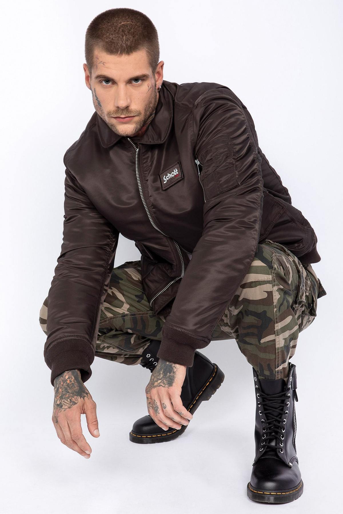 Dark Brown Recycled Nylon Bomber Jacket - Image n°3