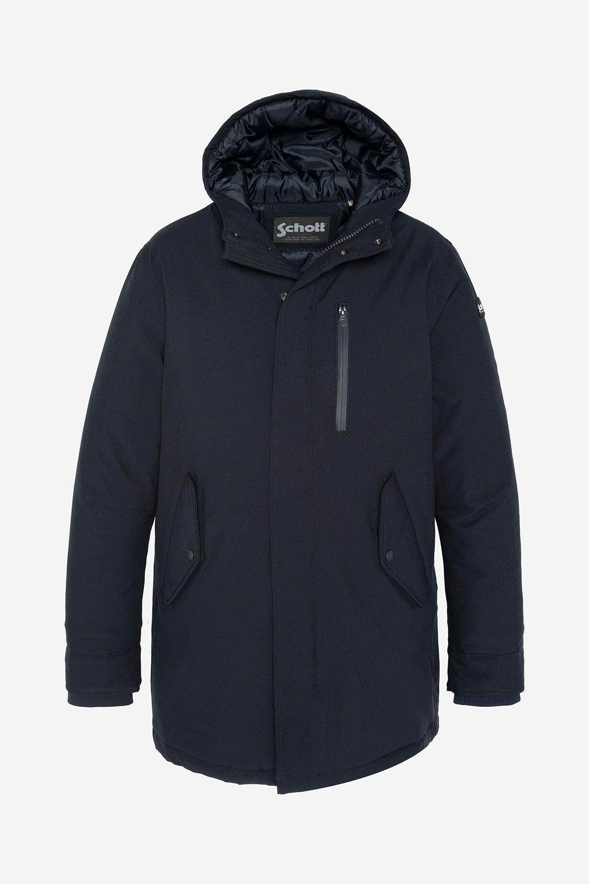 Navy blue hooded parka - Image n°1