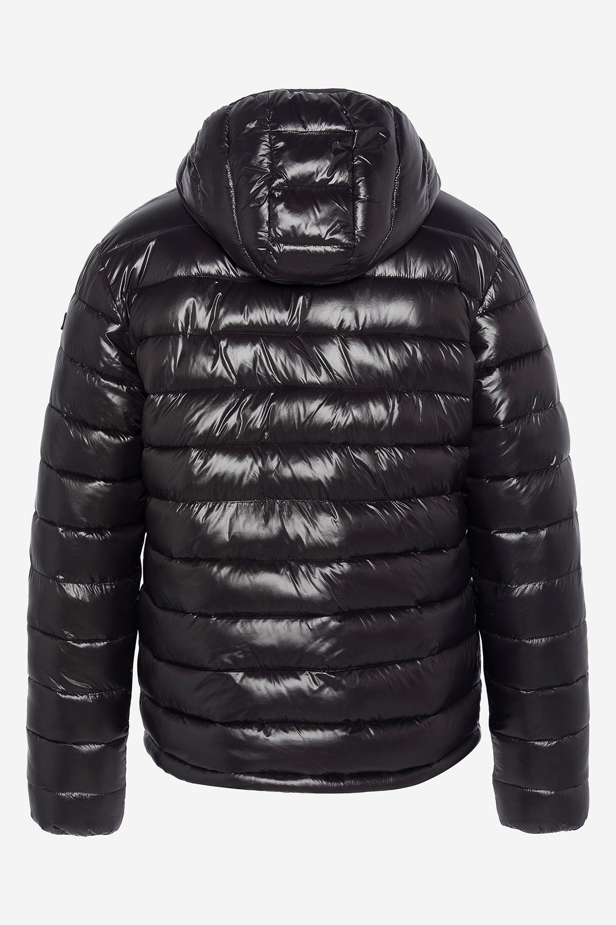 Black nylon hooded down jacket - Image n°9