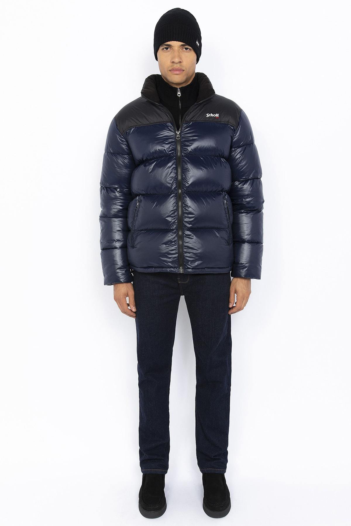 Black and navy nylon down jacket - Image n°5